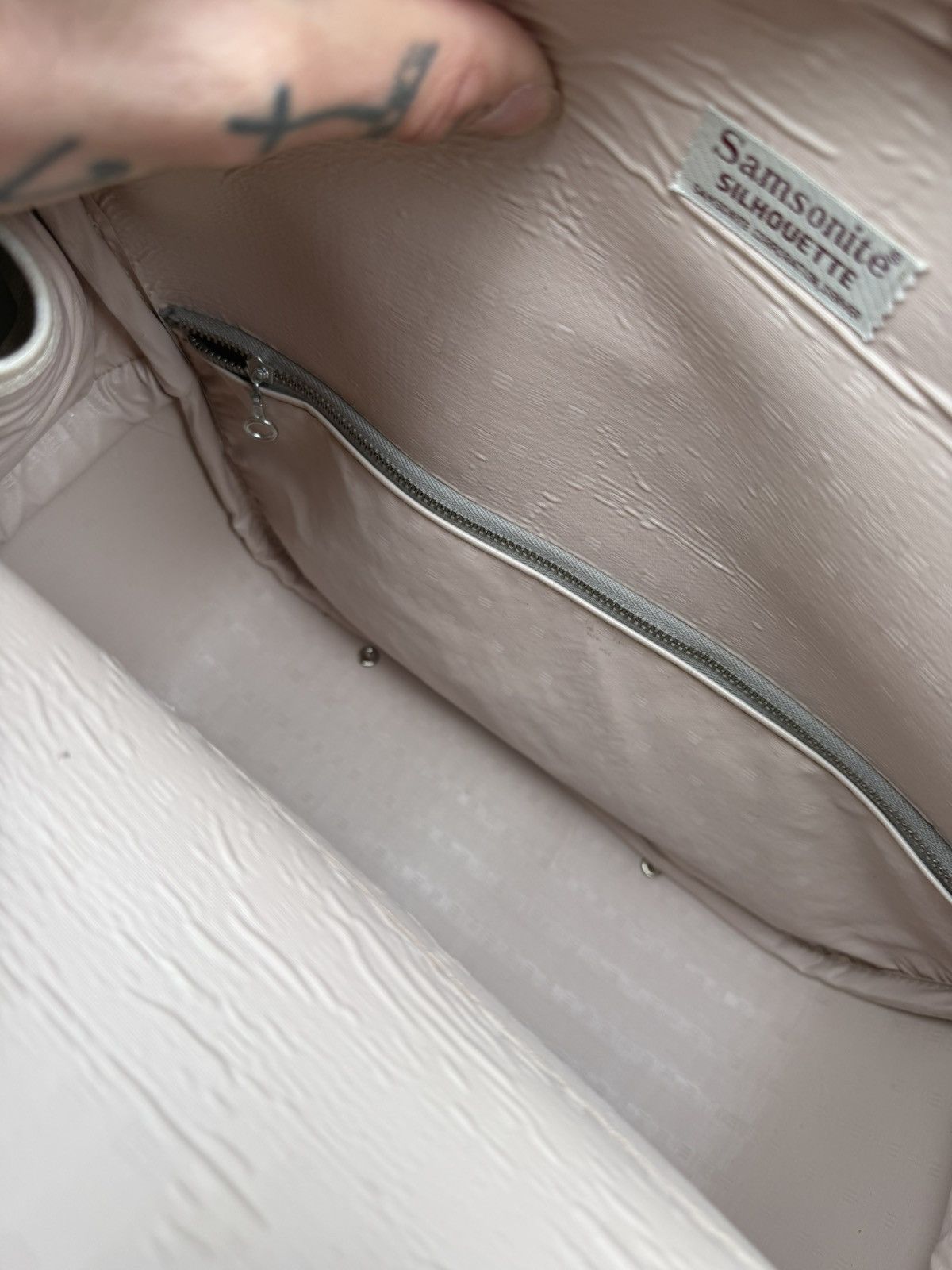 Vintage White Marble Leather Bag 1970s Zipper Detail made in Denver Size ONE SIZE - 11 Thumbnail