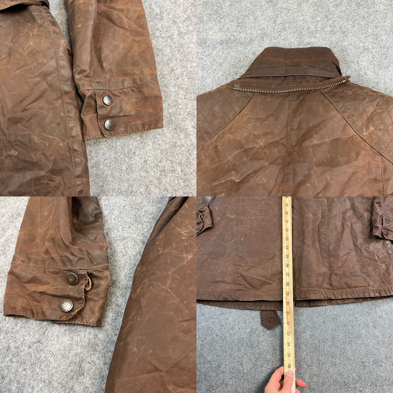 Barbour VINTAGE Barbour Jacket Womens Brown Belted UK 14 Made in England 3 Warrants Casual Cotton Long Sleeve Full Zip Pockets Womens Size XL / US 12-14 / IT 48-50 - 10 Thumbnail