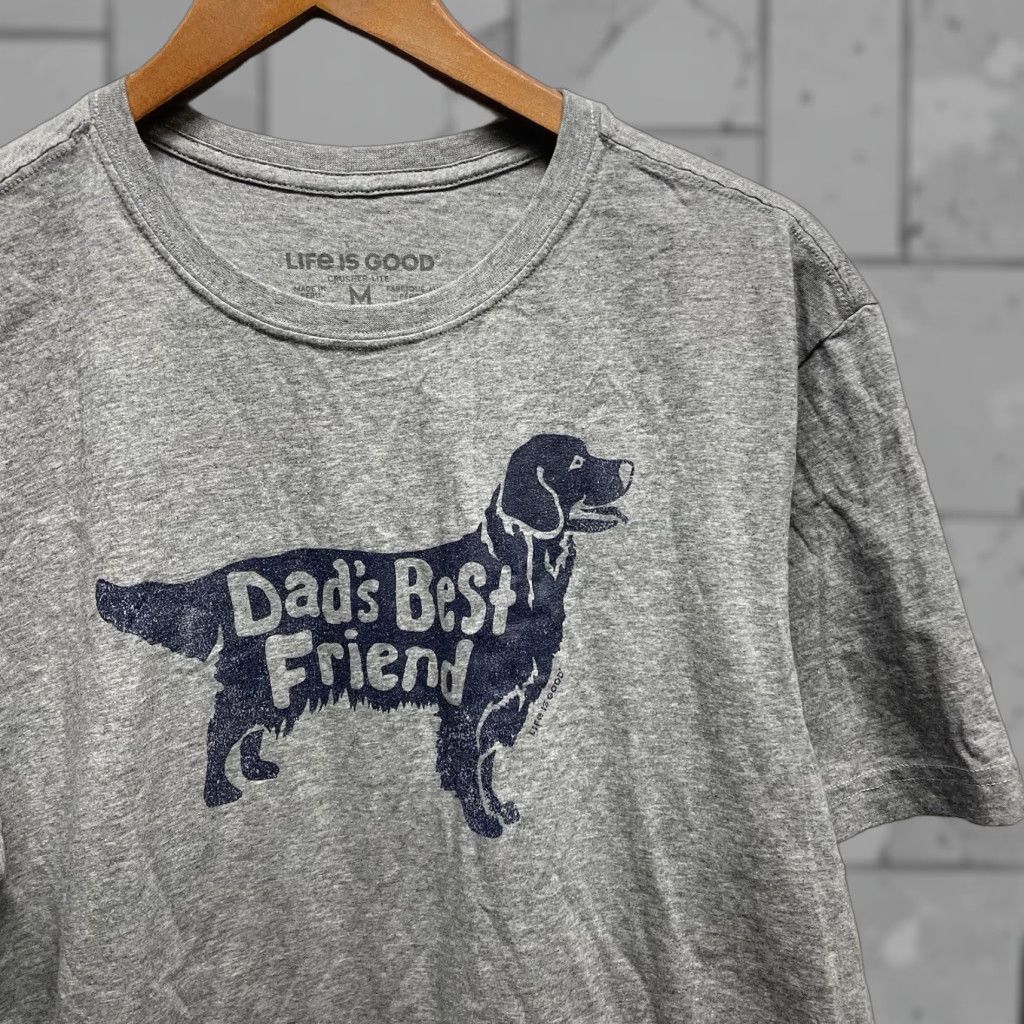 Life is Good VINTAGE Life is Good Crusher Life Gray Dads Best Friend Graphic Tee Mens Size M Size US M / EU 48-50 / 2 - 1 Thumbnail
