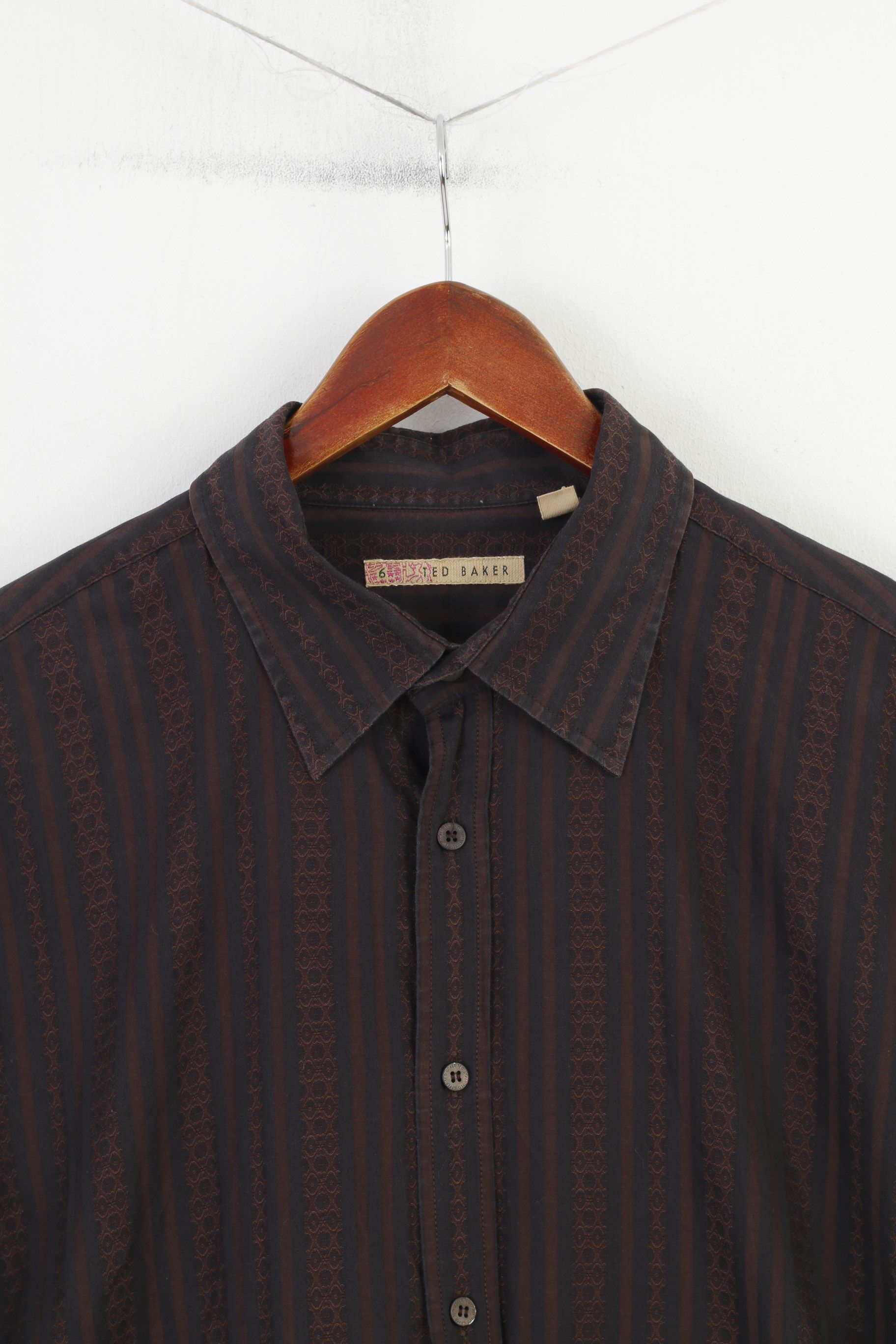 Ted Baker Ted Baker Men 6 XL Casual Shirt Brown Black Striped 11164 Size US XL / EU 56 / 4 - 2 Thumbnail