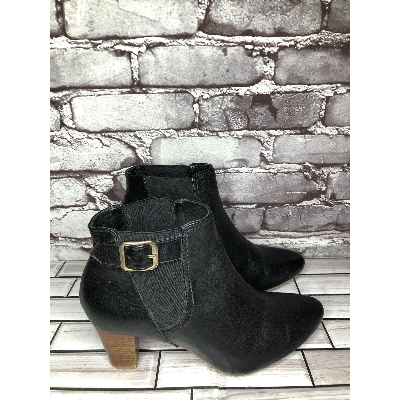 Other Minelli Black Leather Pointed BuckleStrap Heel Ankle Boots W Size US 8.5 / IT 38.5 - 15 Thumbnail