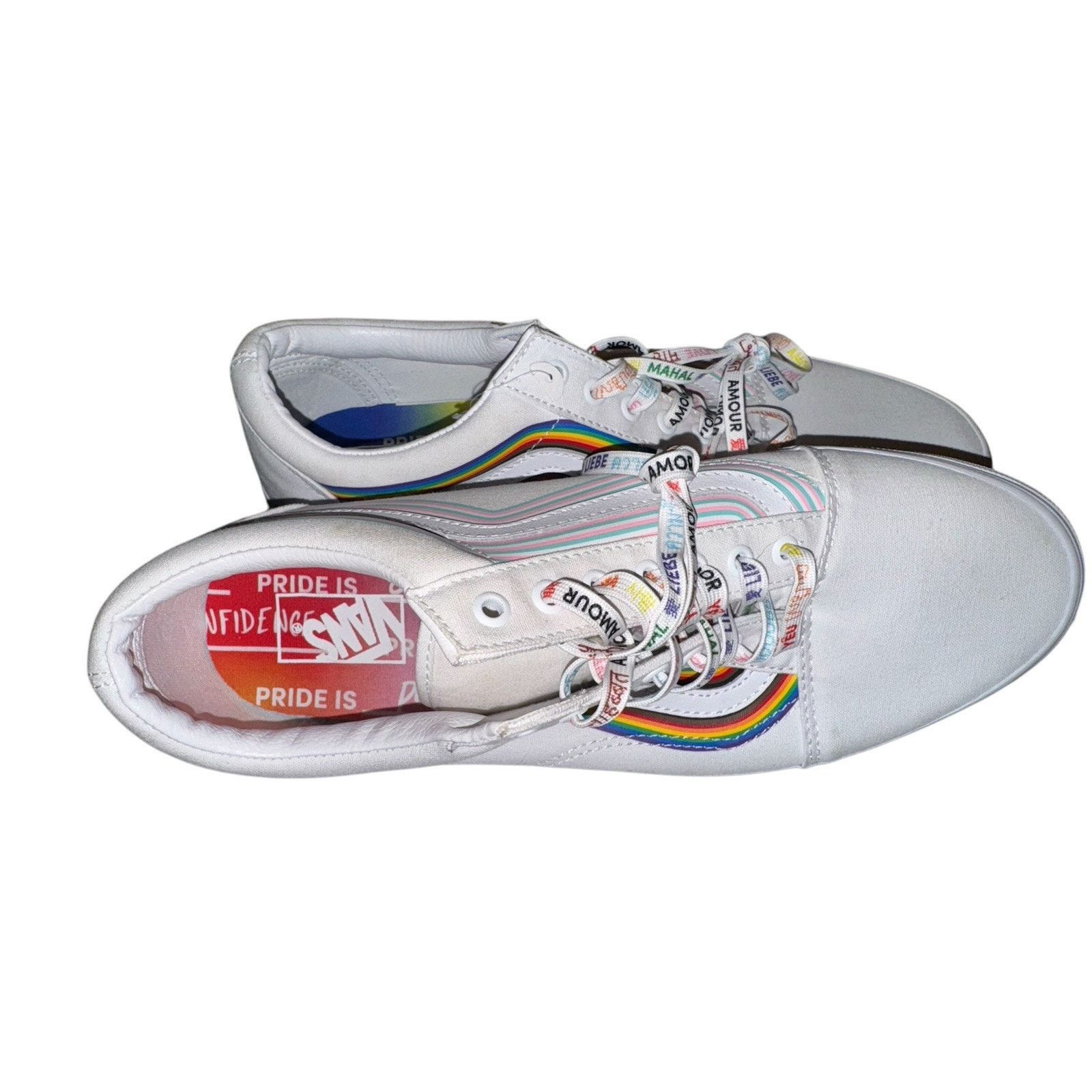 Vans VANS OLD SKOOL PRIDE RAINBOW SKATE SNEAKER White Rainbow EUC Size US 12 / IT 42 - 10 Thumbnail