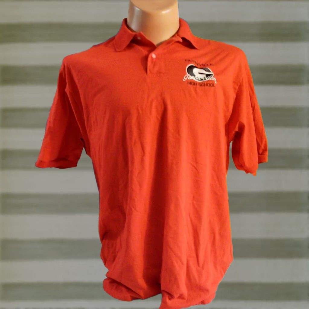Jerzees Jerzees Polo Shirt Cleveland Glenville Tarblooders Vintage Mens XL Red Embroidered Logo School Sports Shirt Size US XL / EU 56 / 4 - 1 Thumbnail