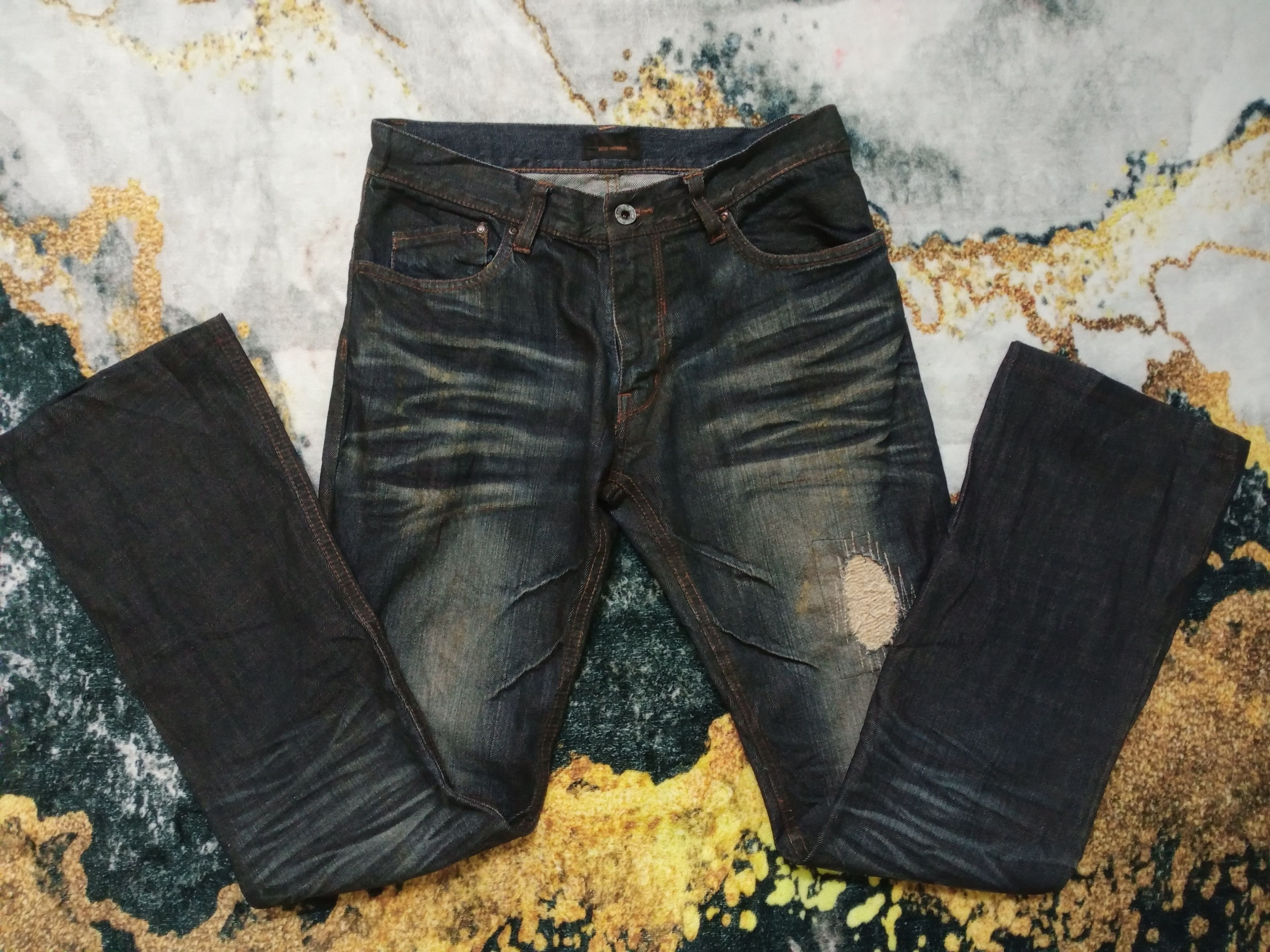 Issey Miyake Vintage Tete Homme Issey Miyake Flare Distressed Denim Jeans Size US 31 - 3 Thumbnail