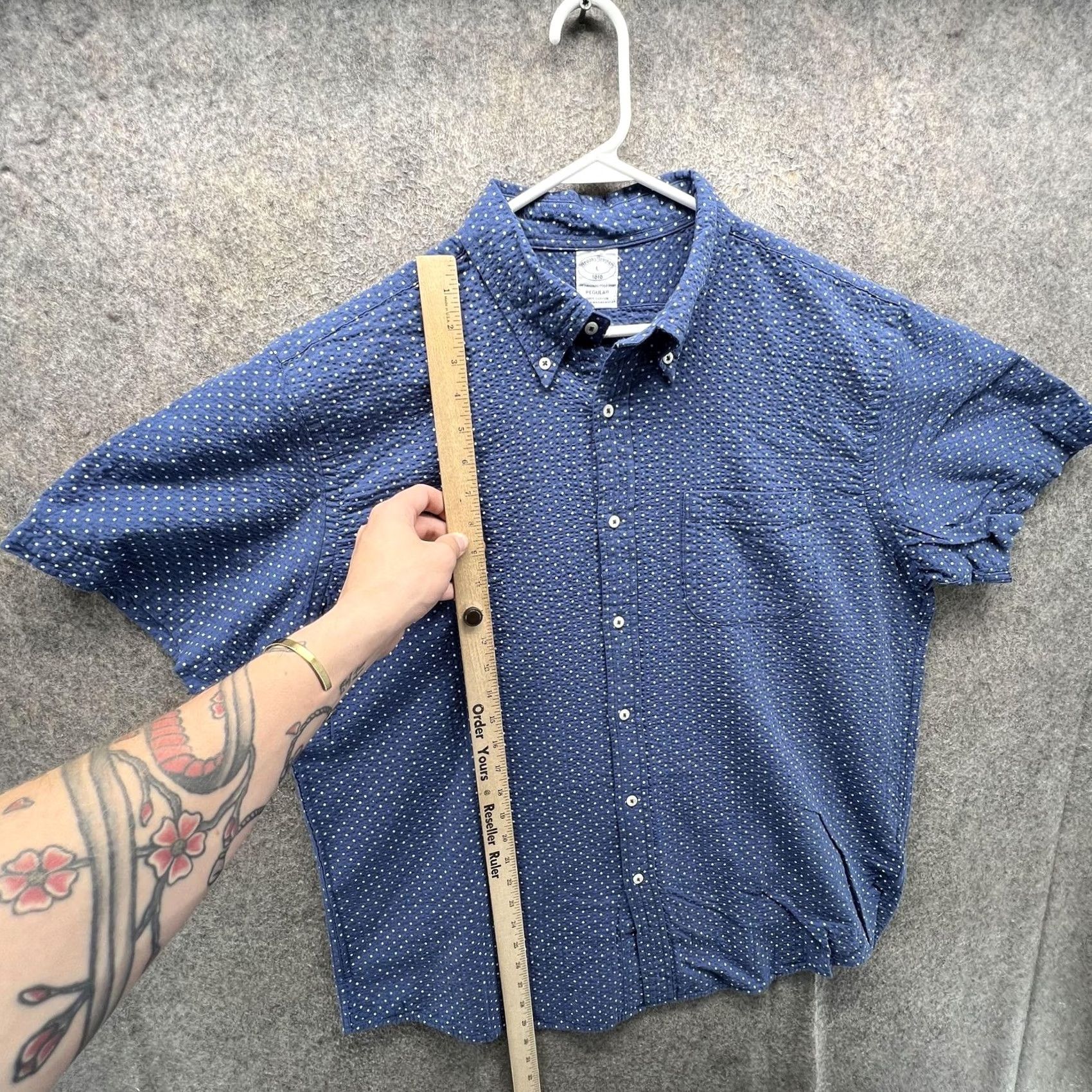 Brooks Brothers Brooks Brothers Shirt Mens L Blue Polka Dot Short Sleeve Button Front Casual Size US L / EU 52-54 / 3 - 3 Thumbnail