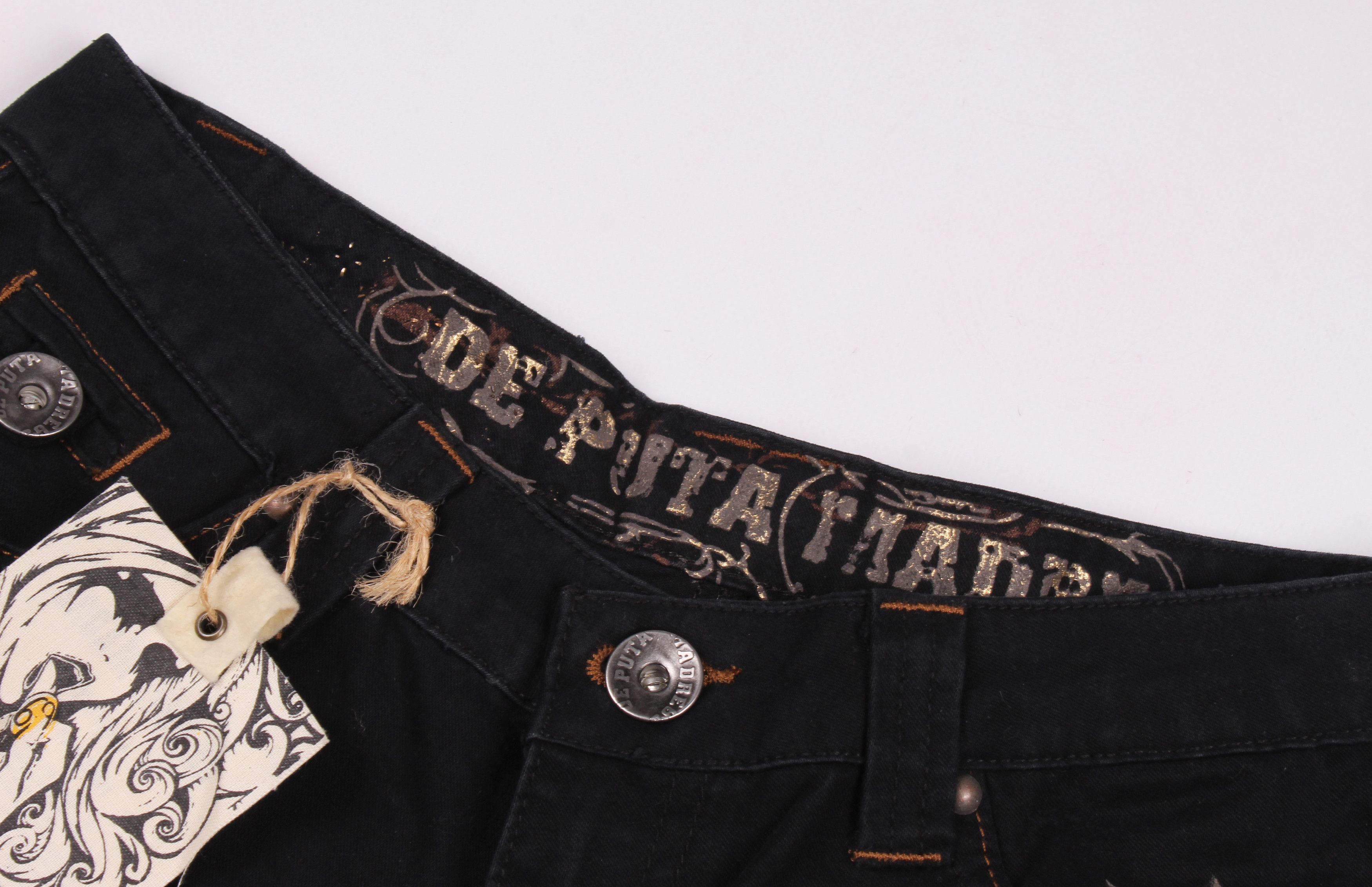Vintage De Puta Madre Goth Grunge Mini Shorts Size 28" / US 6 / IT 42 - 2 Thumbnail