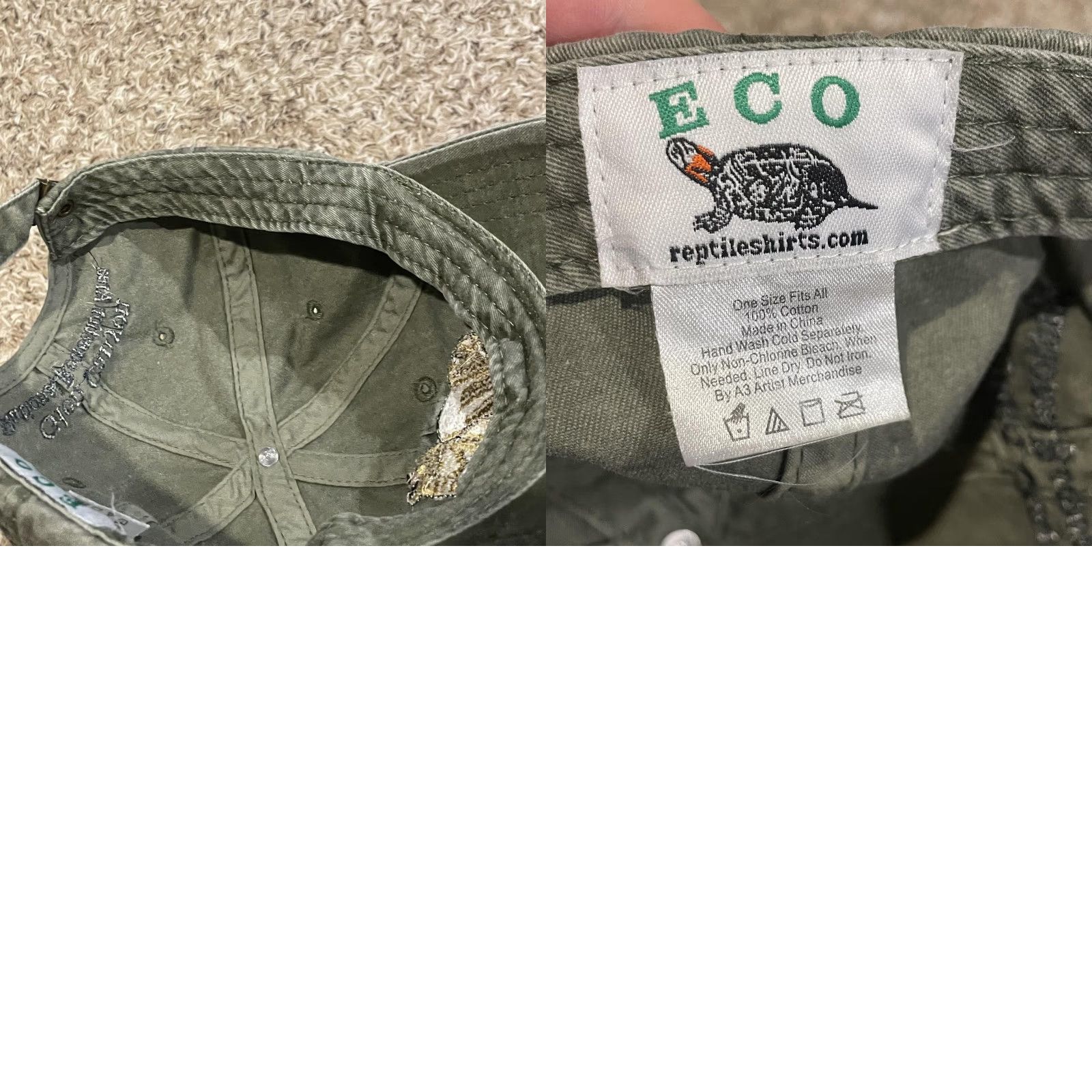 Ecco VINTAGE ECO Prarie Dog Glen Canyon National Recreation Hat Strap Back Green Dad Hat Size ONE SIZE - 9 Thumbnail