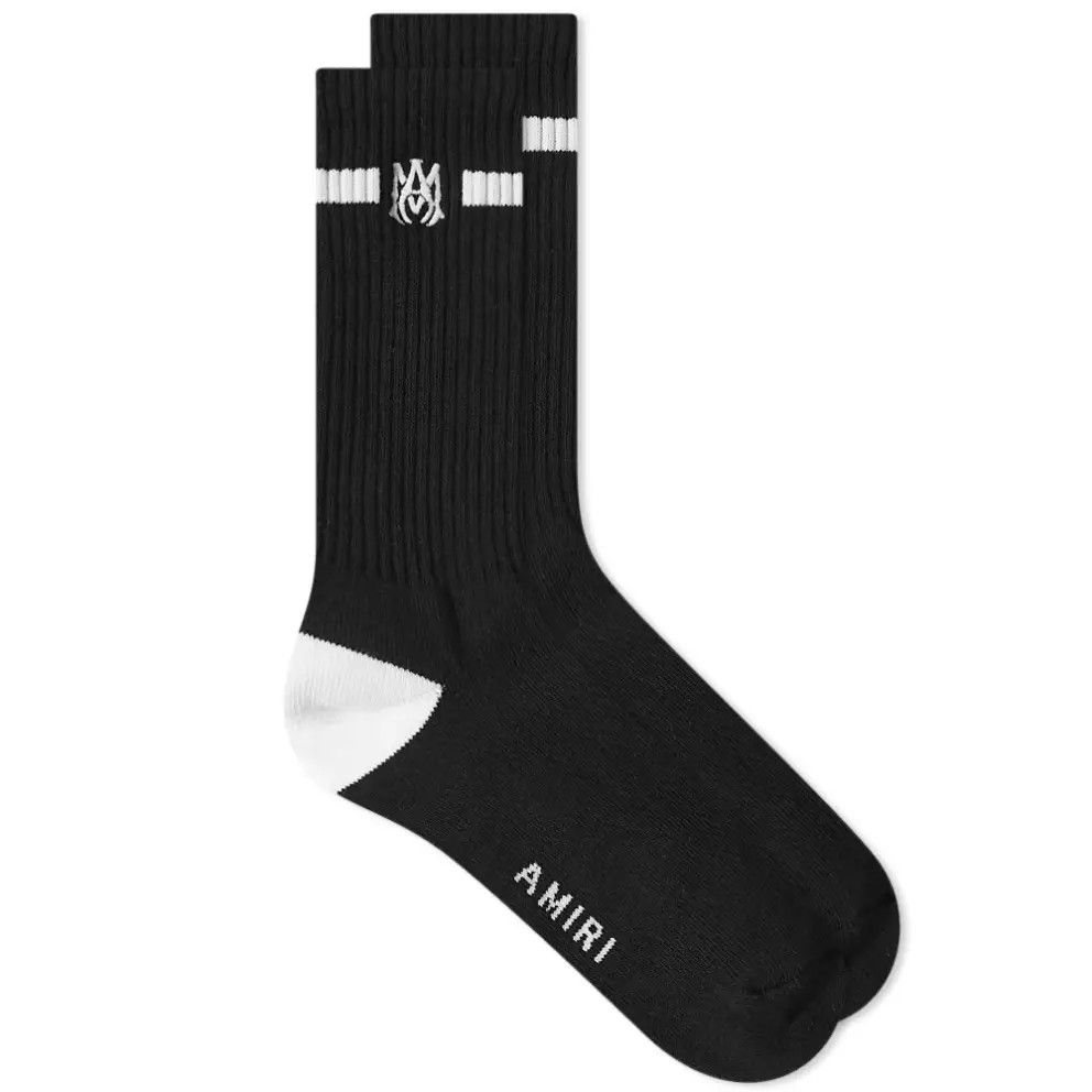 Amiri o1mle1224 Size: 41/42 / Solid Ma Embroidery Sock in Black Size ONE SIZE - 1 Thumbnail