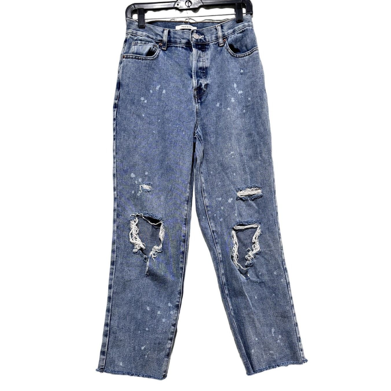 Pacsun PACSUN Medium Blue High Waisted Straight Leg Jeans Sz 27 Size 27" / US 4 / IT 40 - 2 Thumbnail