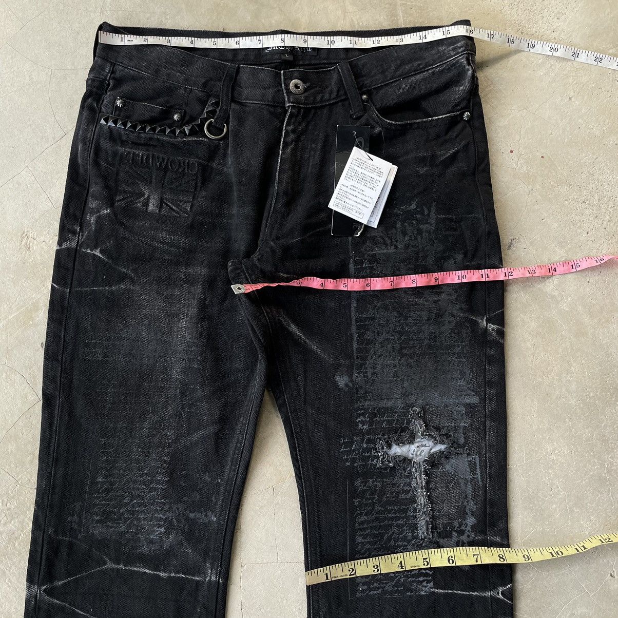 Le Grande Bleu (L.G.B.) IN THE ATTIC ARCHIVE GOTHIC PUNK CROSS POEM BLACK DENIM JEAN Size US 32 / EU 48 - 17 Thumbnail