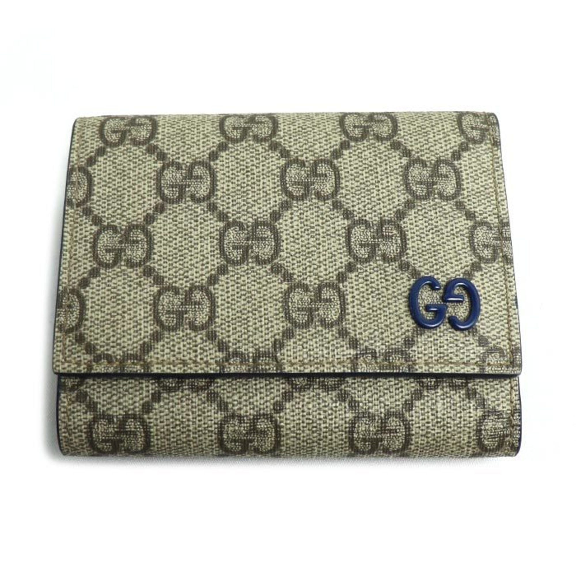 Gucci Gucci GG Tri-fold Wallet with Details, Beige/Blue, 769225, Unisex Size ONE SIZE - 1 Thumbnail