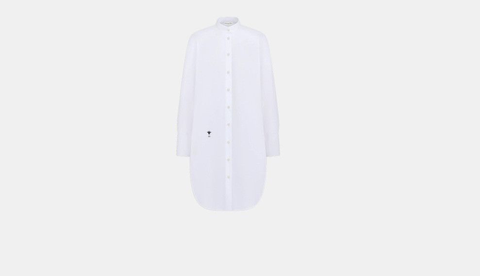 Dior o1w1db10824 Cotton Poplin Long Blouse in White Size XS / US 0-2 / IT 36-38 - 1 Thumbnail