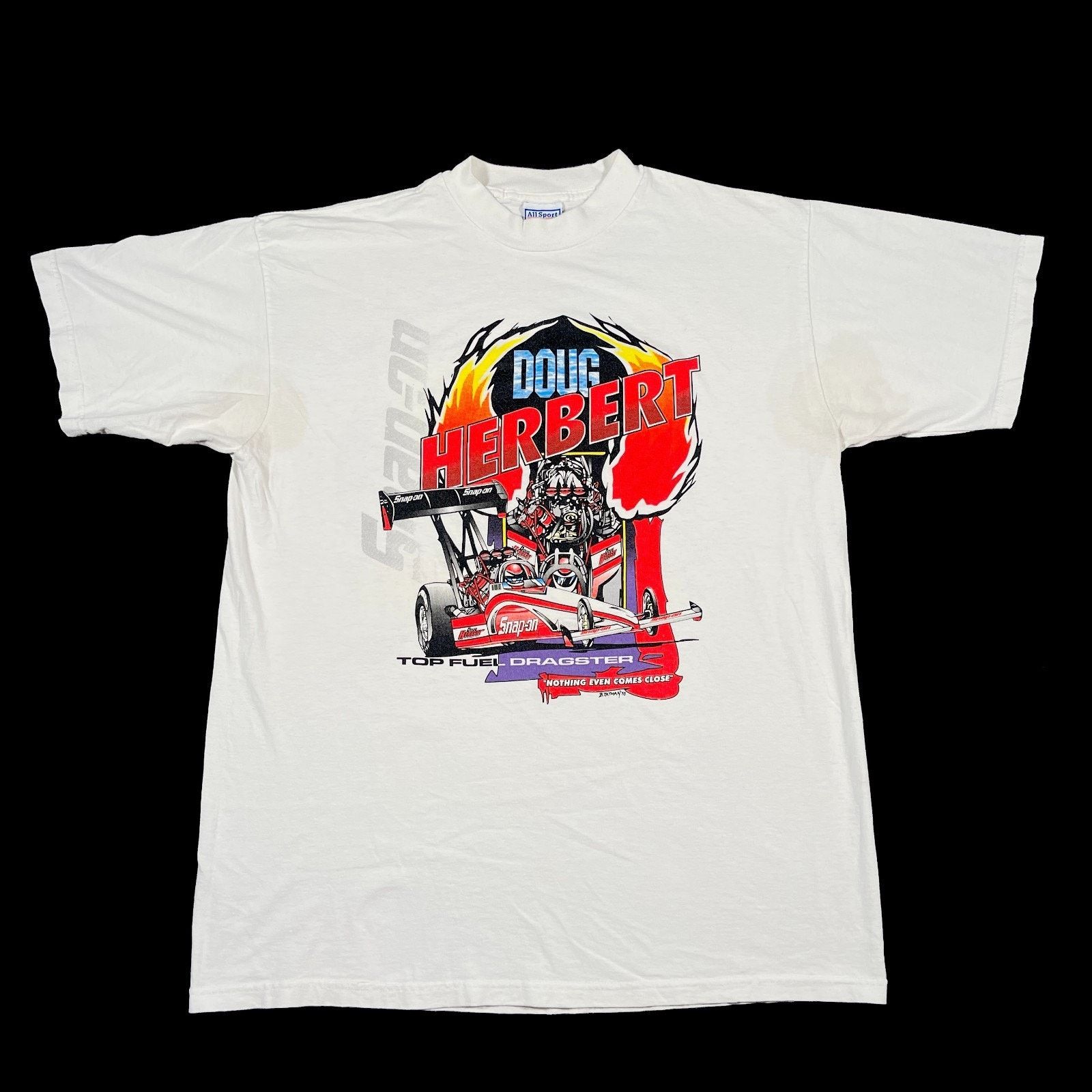 NASCAR × Vintage Vintage 1998 Doug Herbert Dragster Racing White Tee T Shirt Size US XL / EU 56 / 4 - 1 Thumbnail