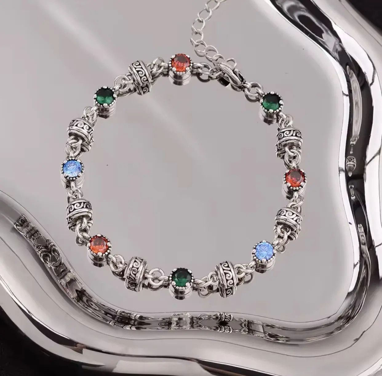 Jewelry Colorful Crystal 925 Sterling Silver Female Bracelet Size ONE SIZE - 5 Thumbnail