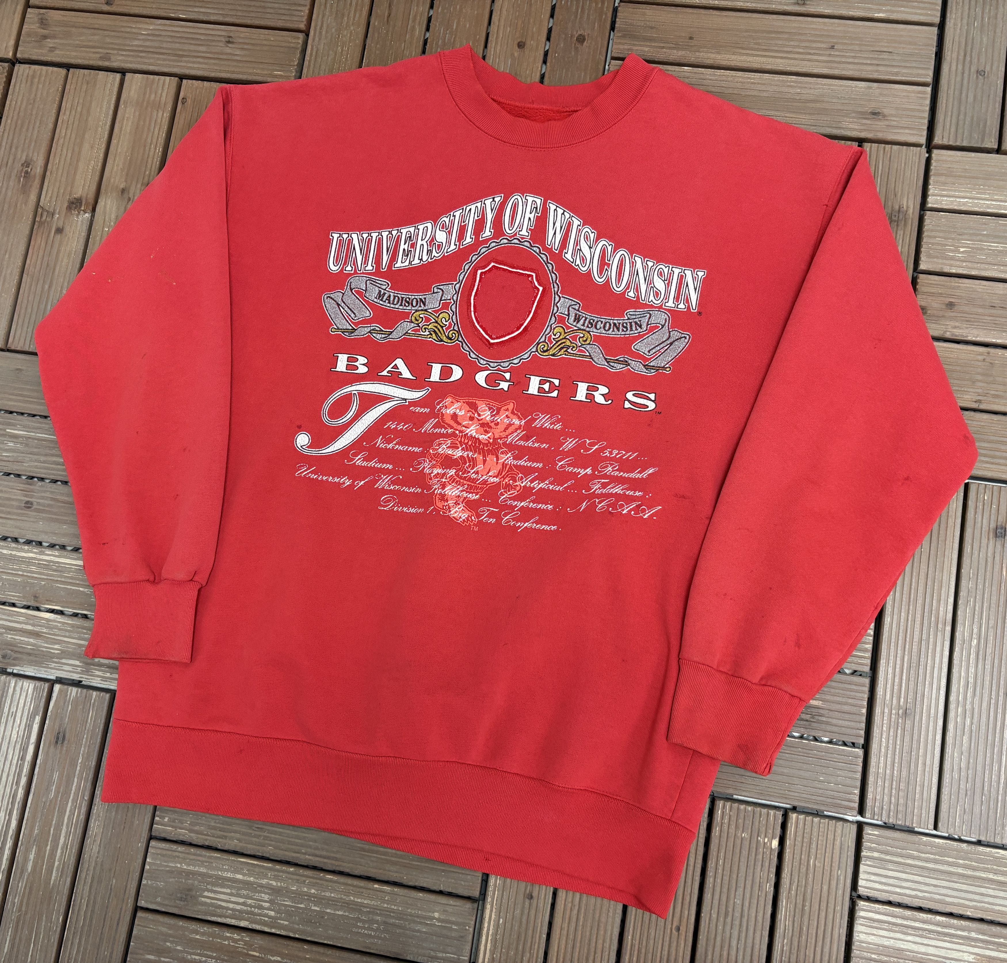 Vintage Wisconsin Badgers Vintage Red Crewneck Sweater Size US XL / EU 56 / 4 - 3 Thumbnail