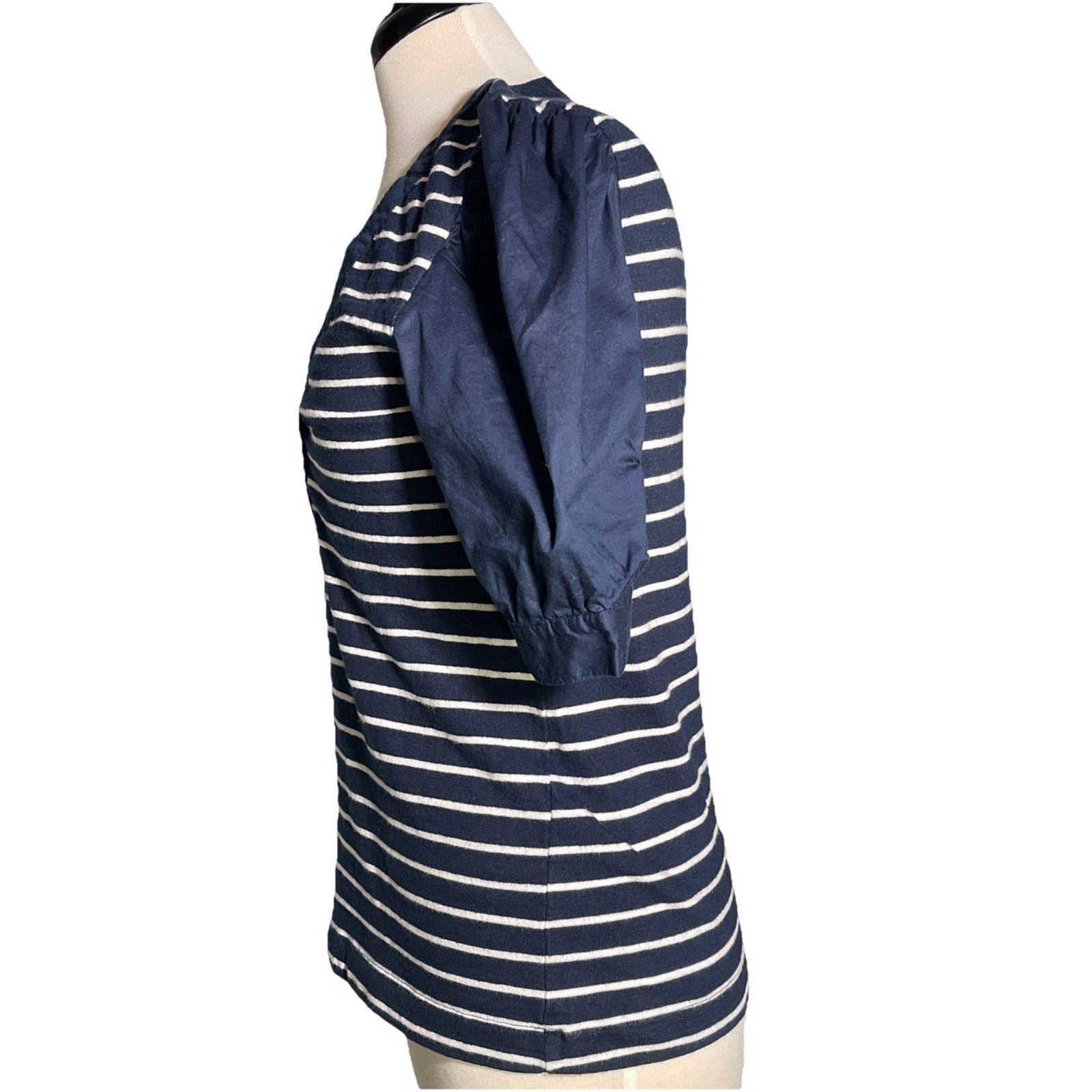 Ann Taylor Ann Taylor LOFT Navy Striped Knit Top Size Small Size S / US 4 / IT 40 - 3 Thumbnail