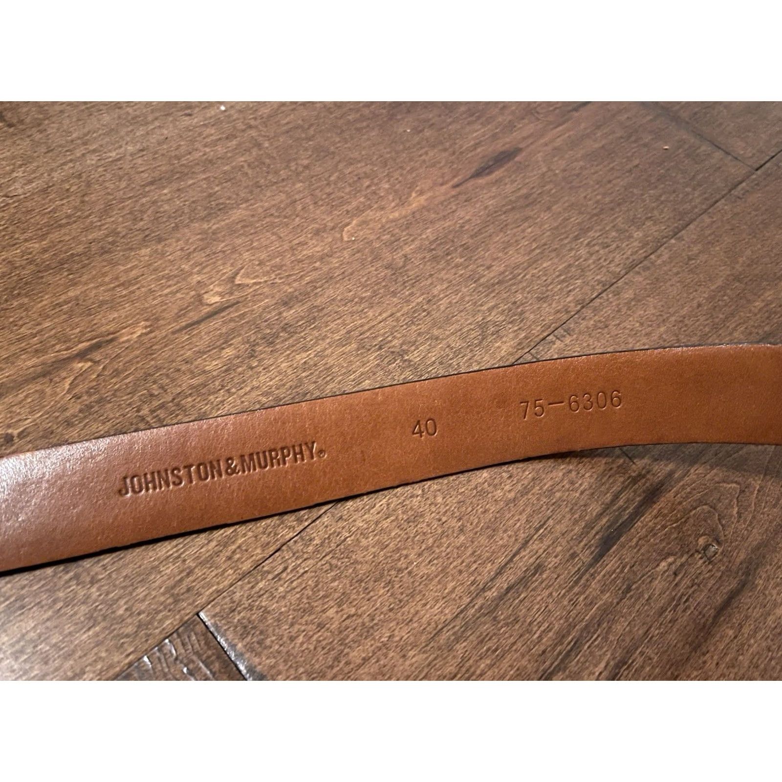 Johnston & Murphy Johnston & Murphy Belt Mens 40 Brown Genuine Italian Calfskin Leather Stitched Men Size 40 - 4 Thumbnail