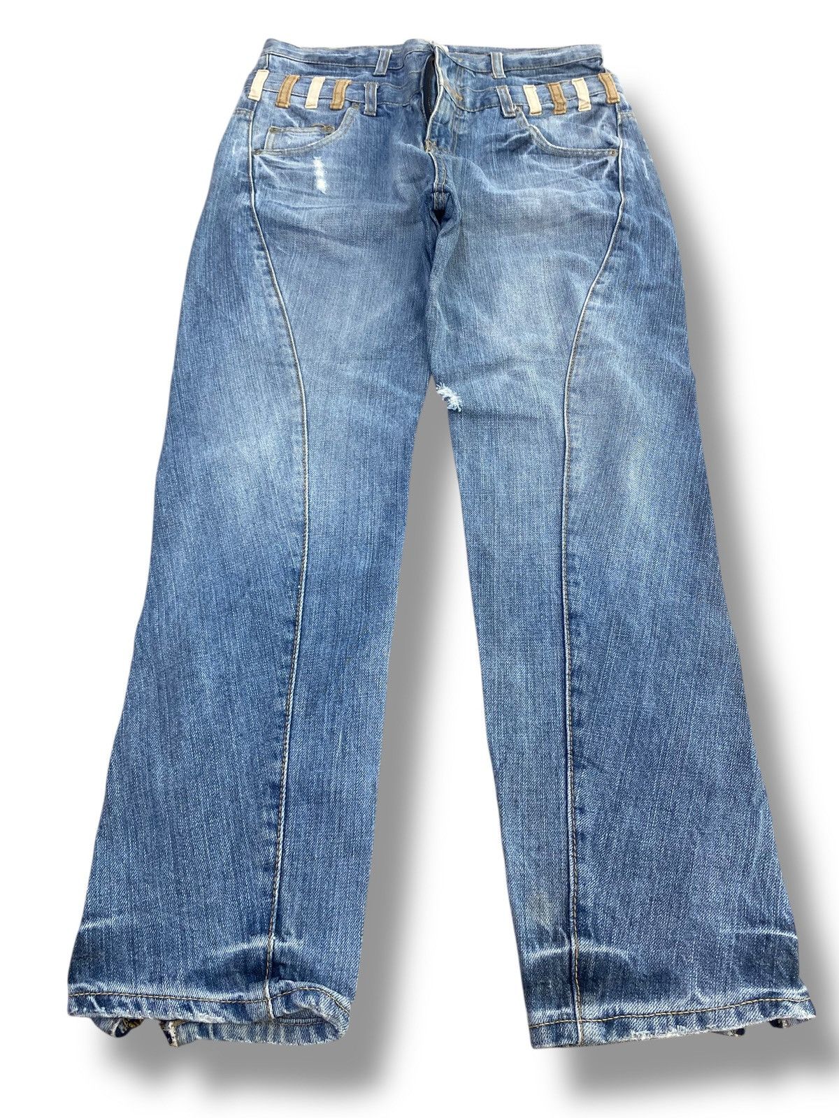Japanese Brand Japanese Brand Double Waist Style Twist Leg Jeans Size US 30 / EU 46 - 1 Thumbnail