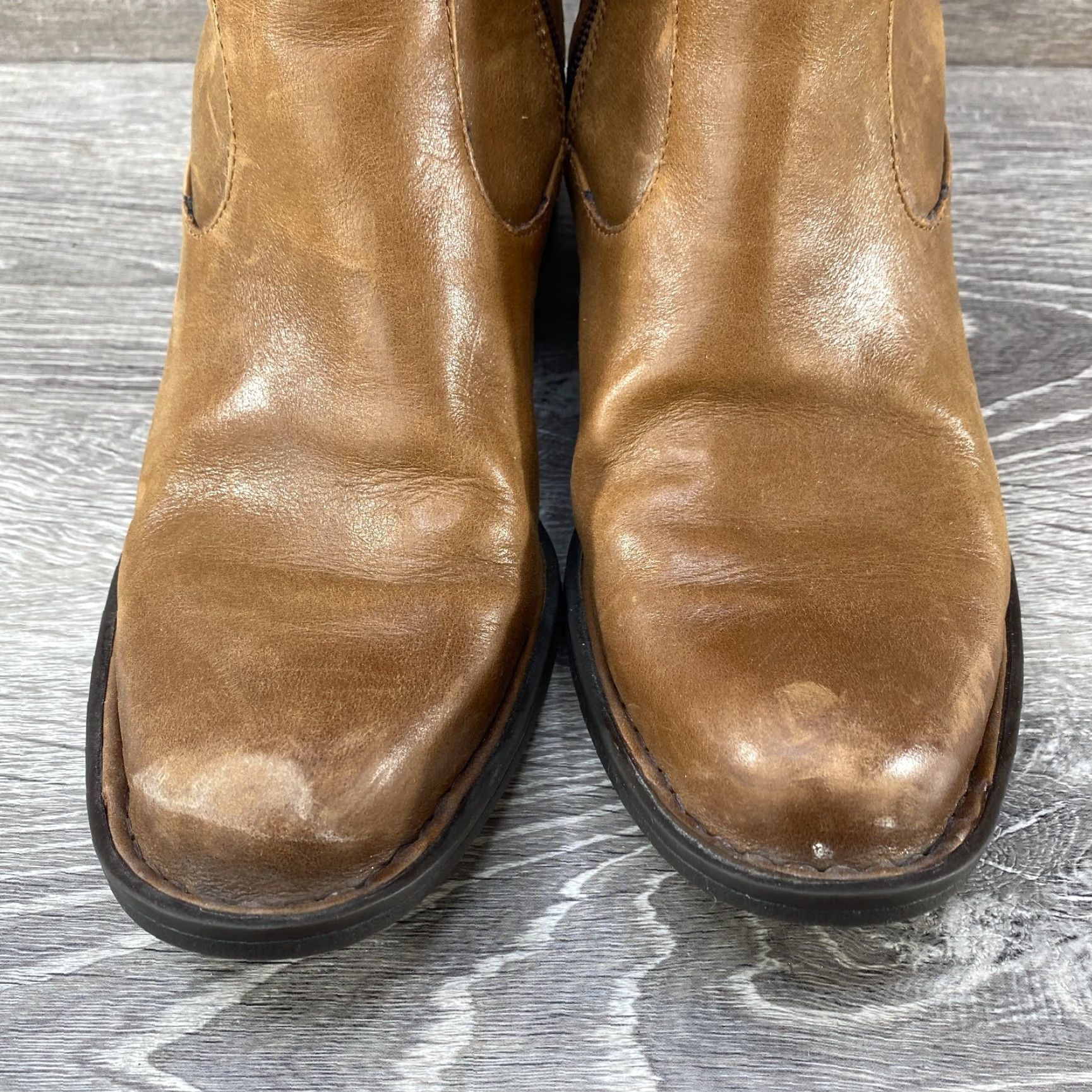Born Born Brown Leather Knee High Pull On Tall Riding Boots Side Zipper Womens SZ 7 M Size US 7 / IT 37 - 4 Thumbnail
