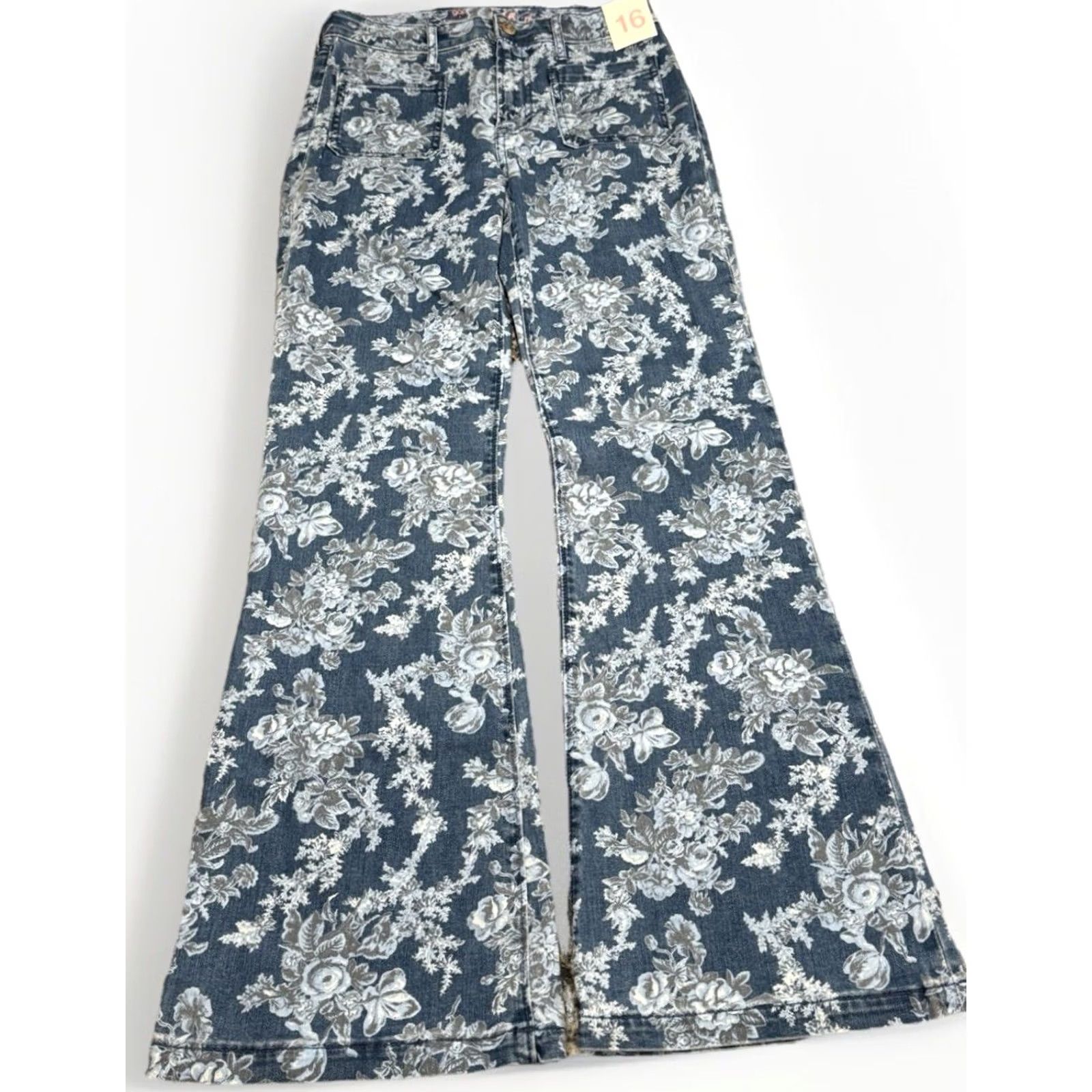 Gap GAP x Love Shack Fancy 70's Flare High Rise Jeans Sz 16 Floral 26x30 Blue Vintage Retro Women Jeans Size 38" / US 16 / IT 52 - 3 Thumbnail
