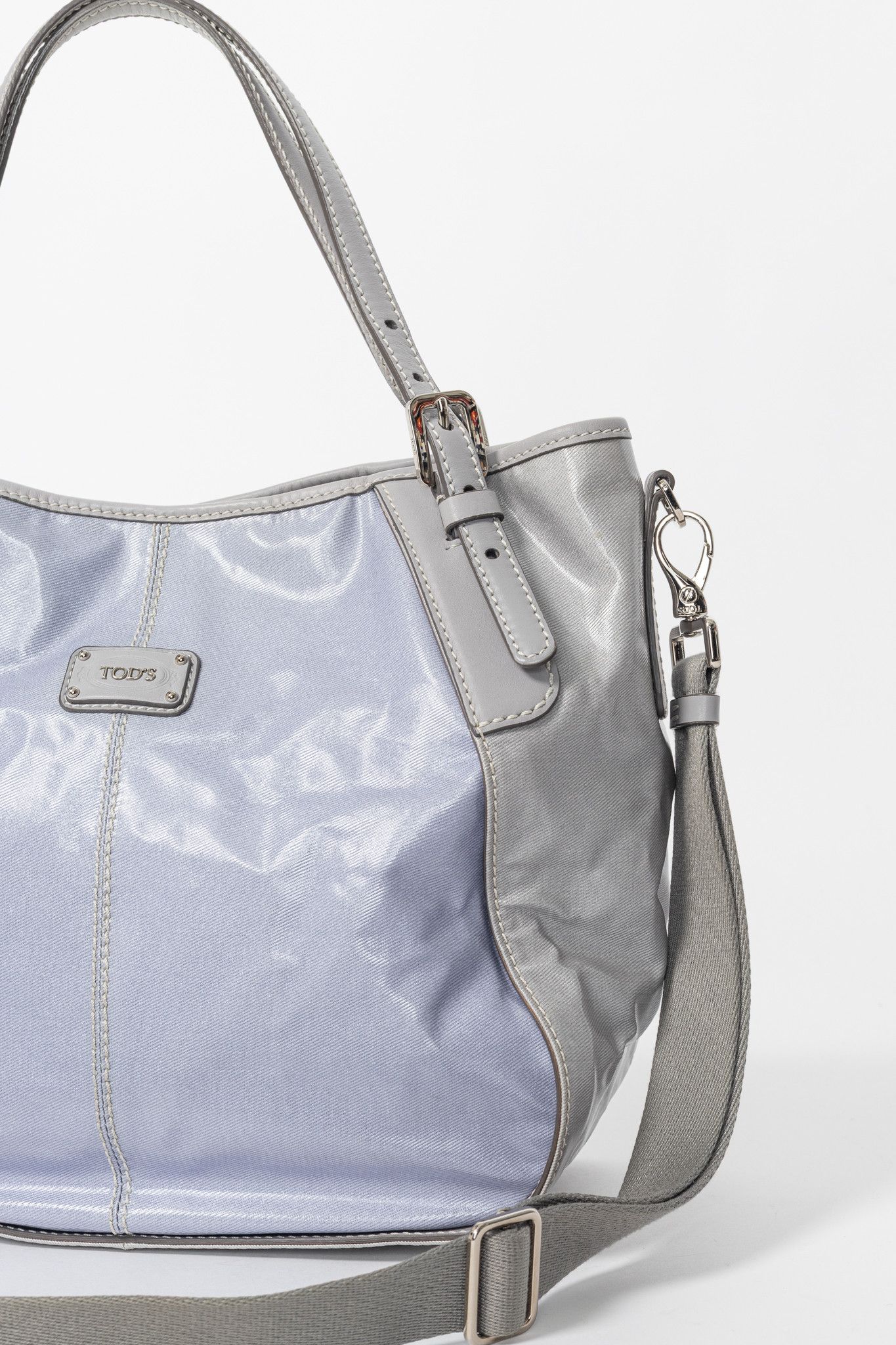 Tod's Tod's G-Line Blue & Grey Coated Canvas 2-Way Tote Size ONE SIZE - 8 Thumbnail