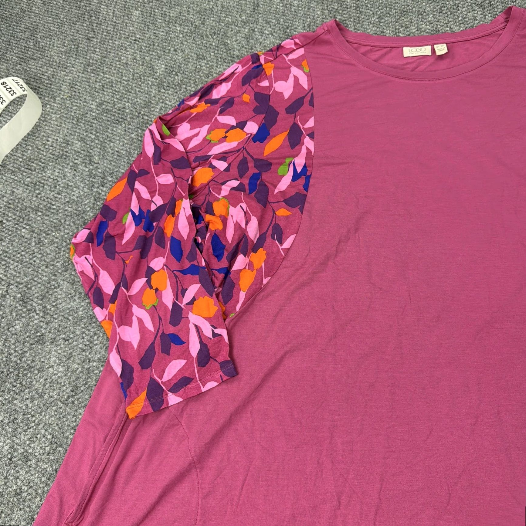 Vintage LOGO Lori Goldstein Shirt Womens 5X Pink Floral Sleeve Tunic Top Plus Pockets Size XXL / US 16-18 / IT 52-54 - 4 Thumbnail