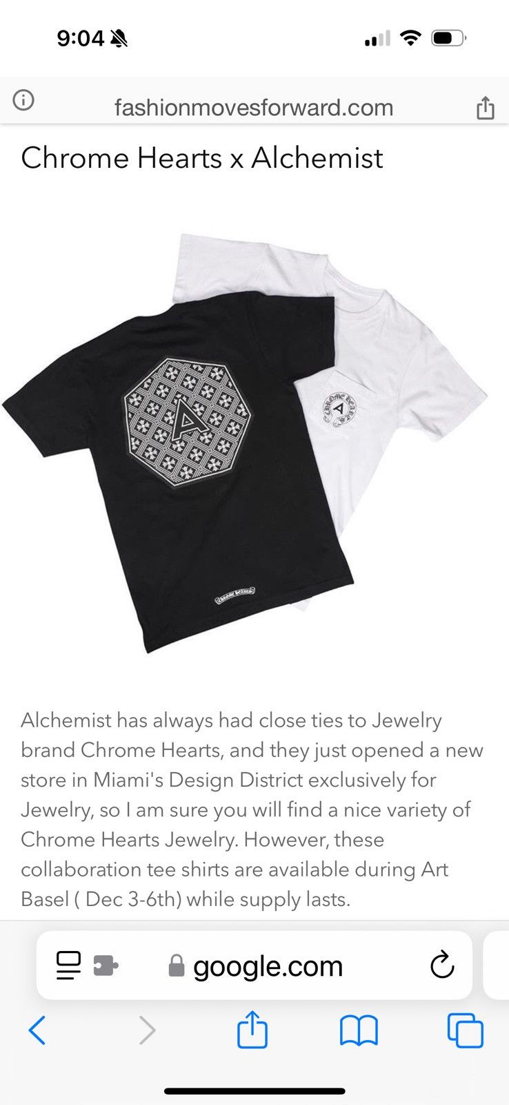 Chrome Hearts 2015 Chrome Hearts x Alchemist Miami Art Basel Pop Up Tee Size US L / EU 52-54 / 3 - 3 Thumbnail