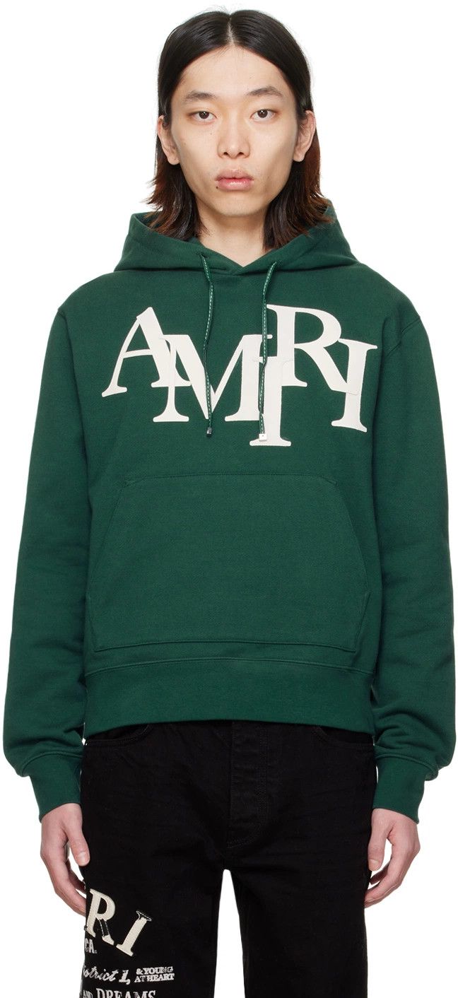 o1w1db10125 Staggered Hoodie in Green