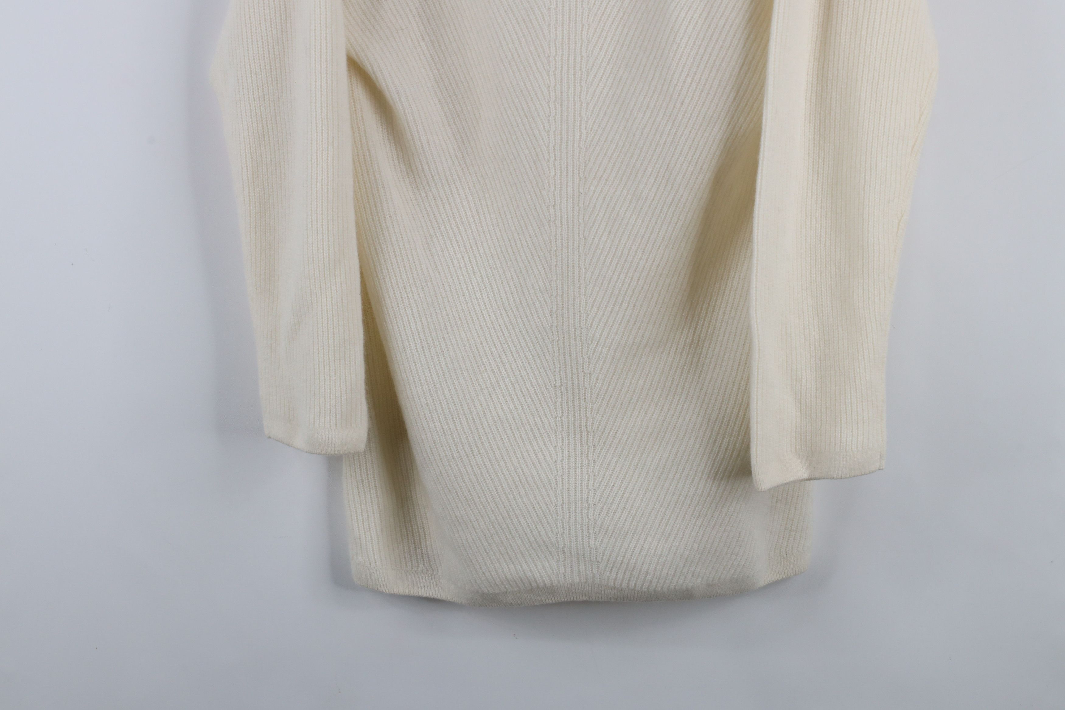 Magaschoni × Vintage New Magaschoni Cashmere Ribbed Knit V-Neck Sweater Cream Size S / US 4 / IT 40 - 3 Thumbnail