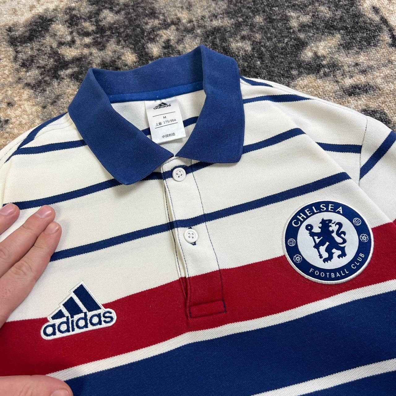 Adidas Adidas Chelsea Mini Logo Striped Soccer Polo T-Shirt Size US M / EU 48-50 / 2 - 3 Thumbnail