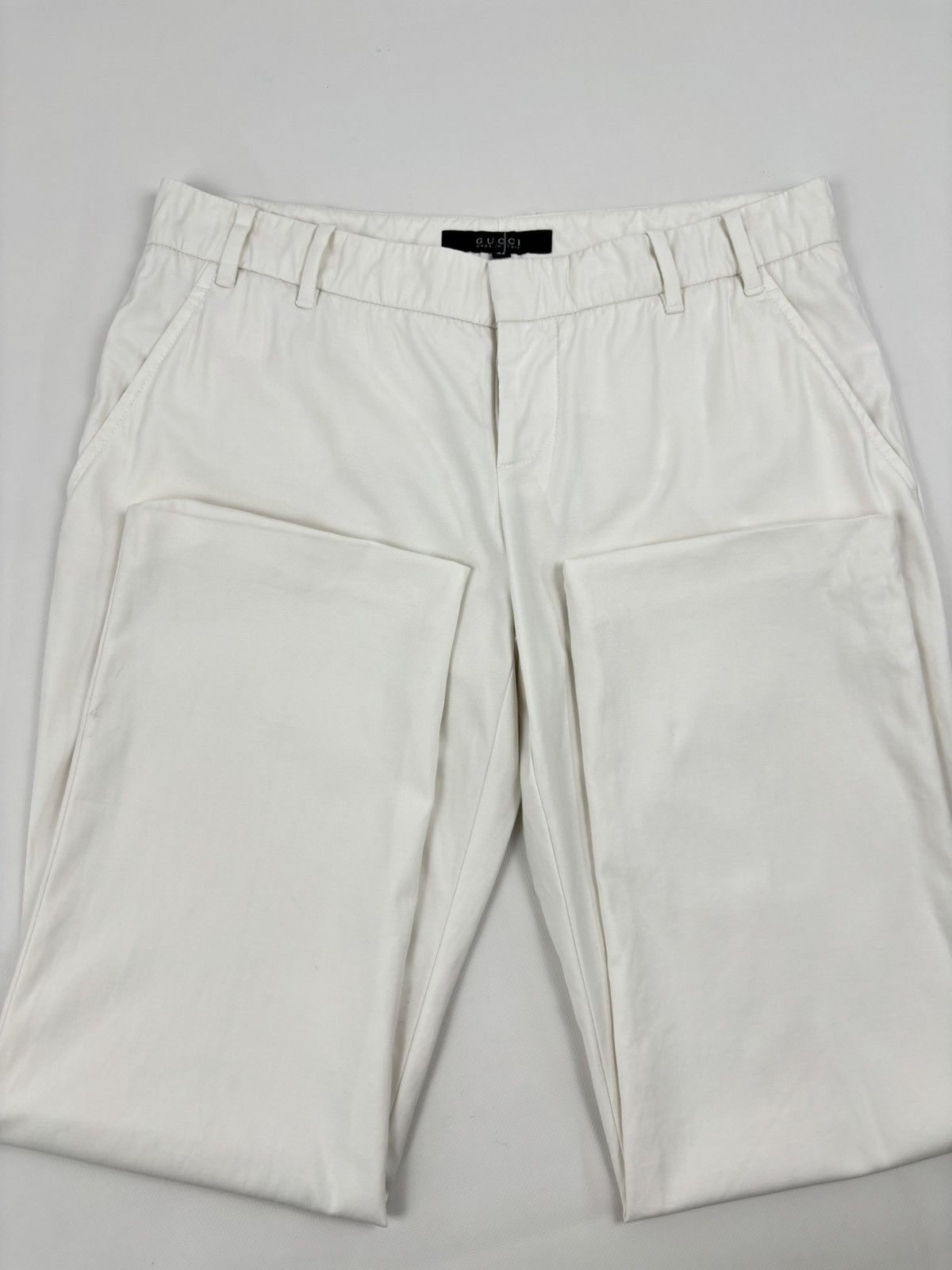 Gucci Rare Y2K TOM FORD Era Archive ITALY Off-White Straight Zip Pocket Pants Trousers Size 27" / US 4 / IT 40 - 13 Thumbnail
