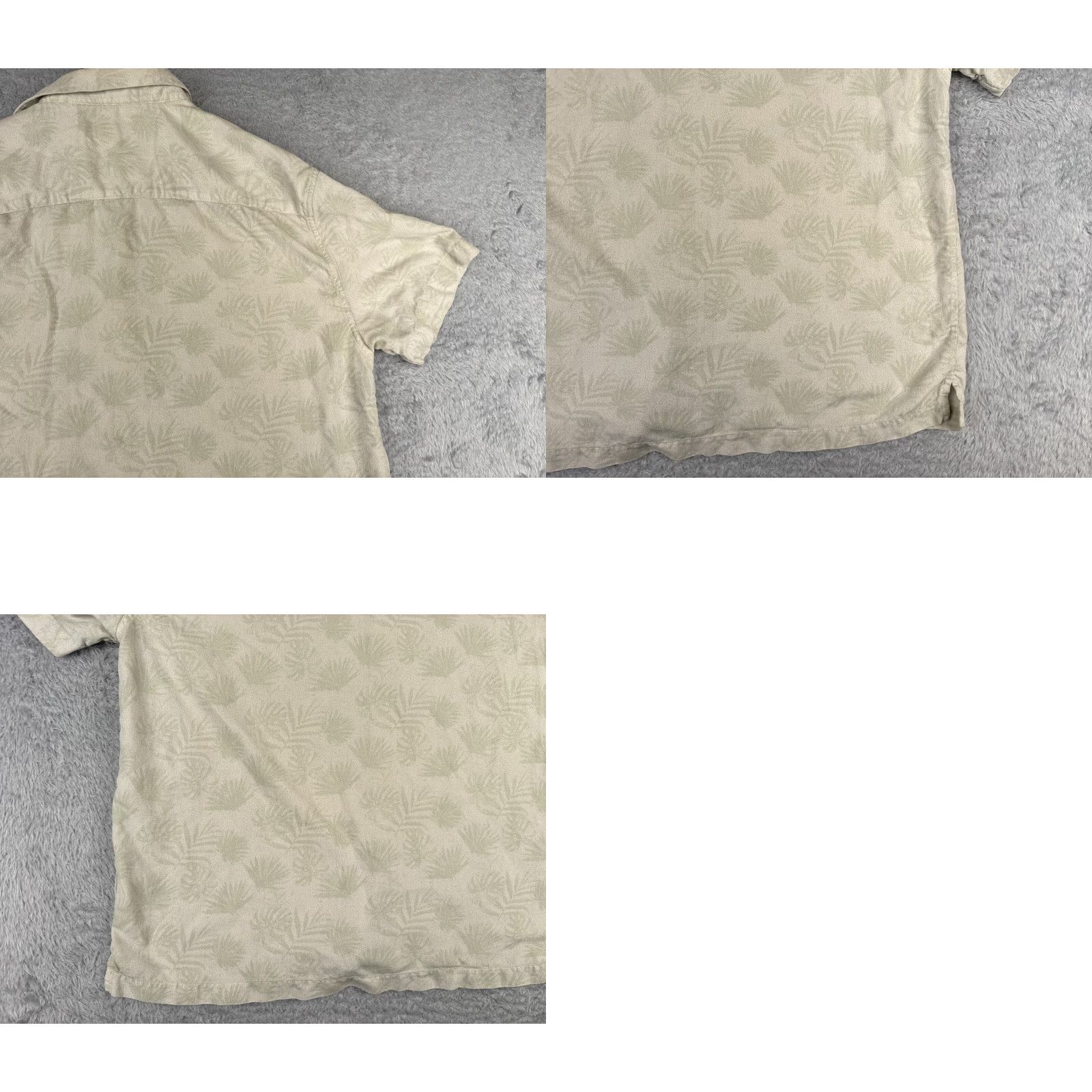 Nat Nast Nat Nast Shirt Mens Large Beige Green Leaf Pattern Silk Blend Hawaiian Button Up Size US L / EU 52-54 / 3 - 10 Thumbnail