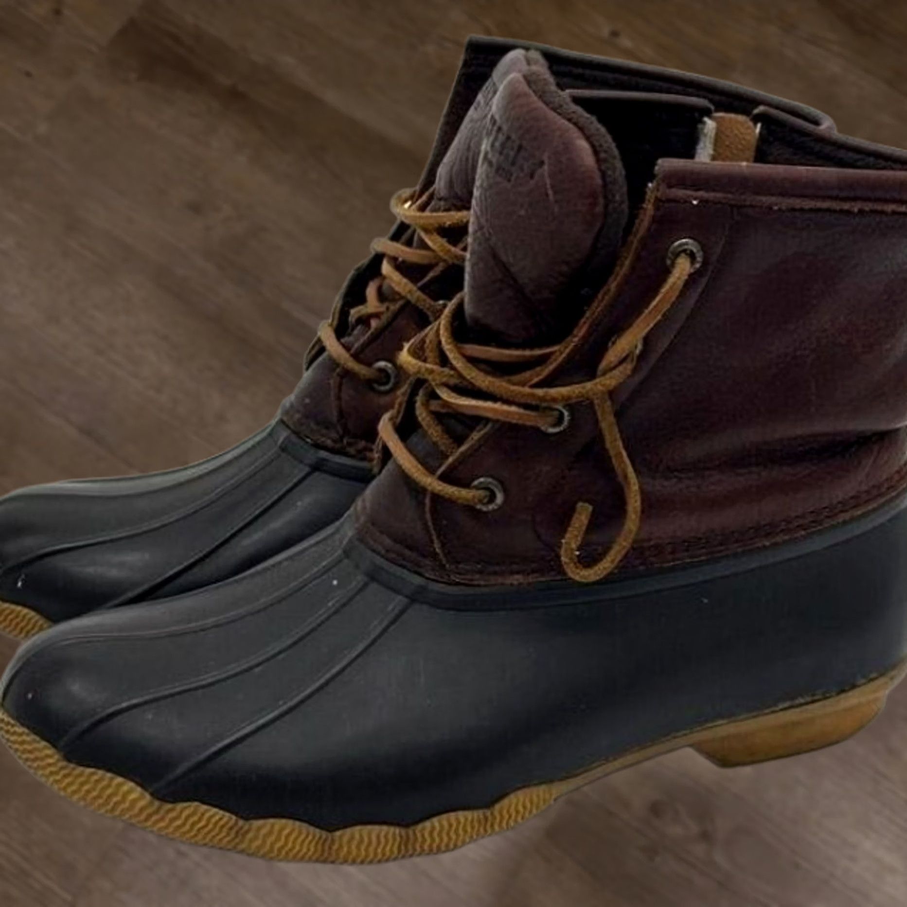 Sperry Sperry Saltwater Duck Boots Womens 9M Leather Waterproof Rubber Lace Up Ankle Bootie Brown Size US 9 / IT 39 - 1 Thumbnail