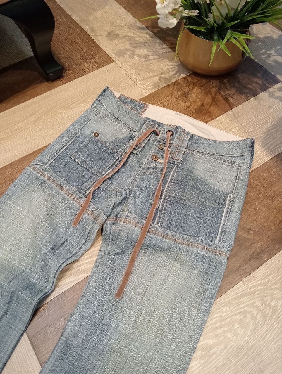 Marithe + Francois Girbaud MARITHE FRANCOIS GIRBAUD BANDAGE DENIM FLARED PANTS Size 29" - 4 Thumbnail