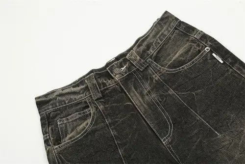 VIBE Men's distressed loose lightning crack tie-dye washed jeans Size US 32 / EU 48 - 4 Thumbnail