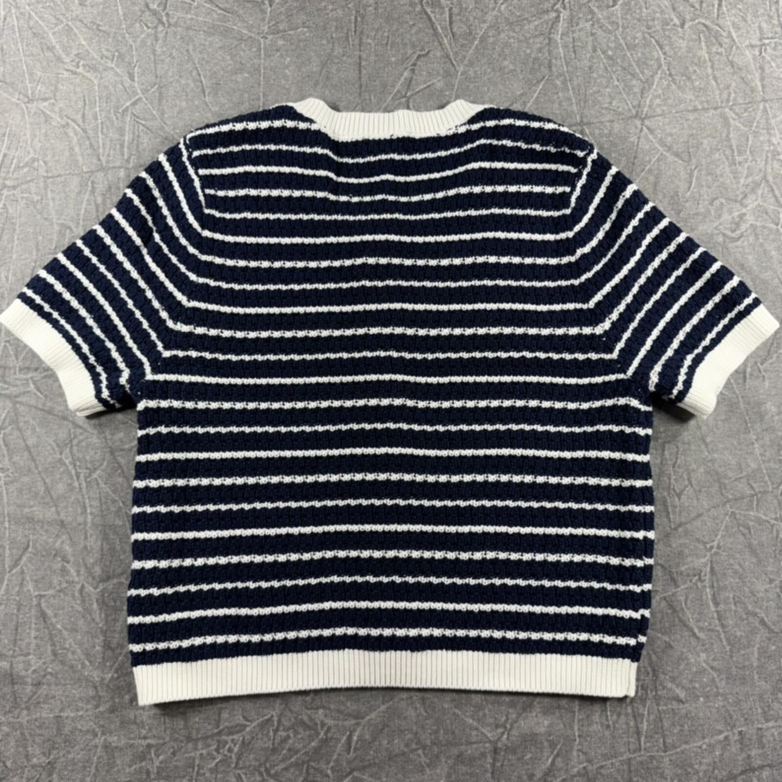 Other Nanette Lepore Shirt Women's L Blue Striped 100% Cotton Knit Size L / US 10 / IT 46 - 7 Thumbnail