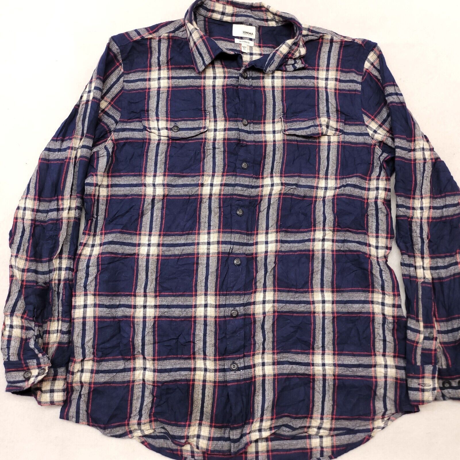 Sonoma Sonoma Tartan Flannel Button Up Shirt Men Size XL Blue White Size US XL / EU 56 / 4 - 2 Thumbnail