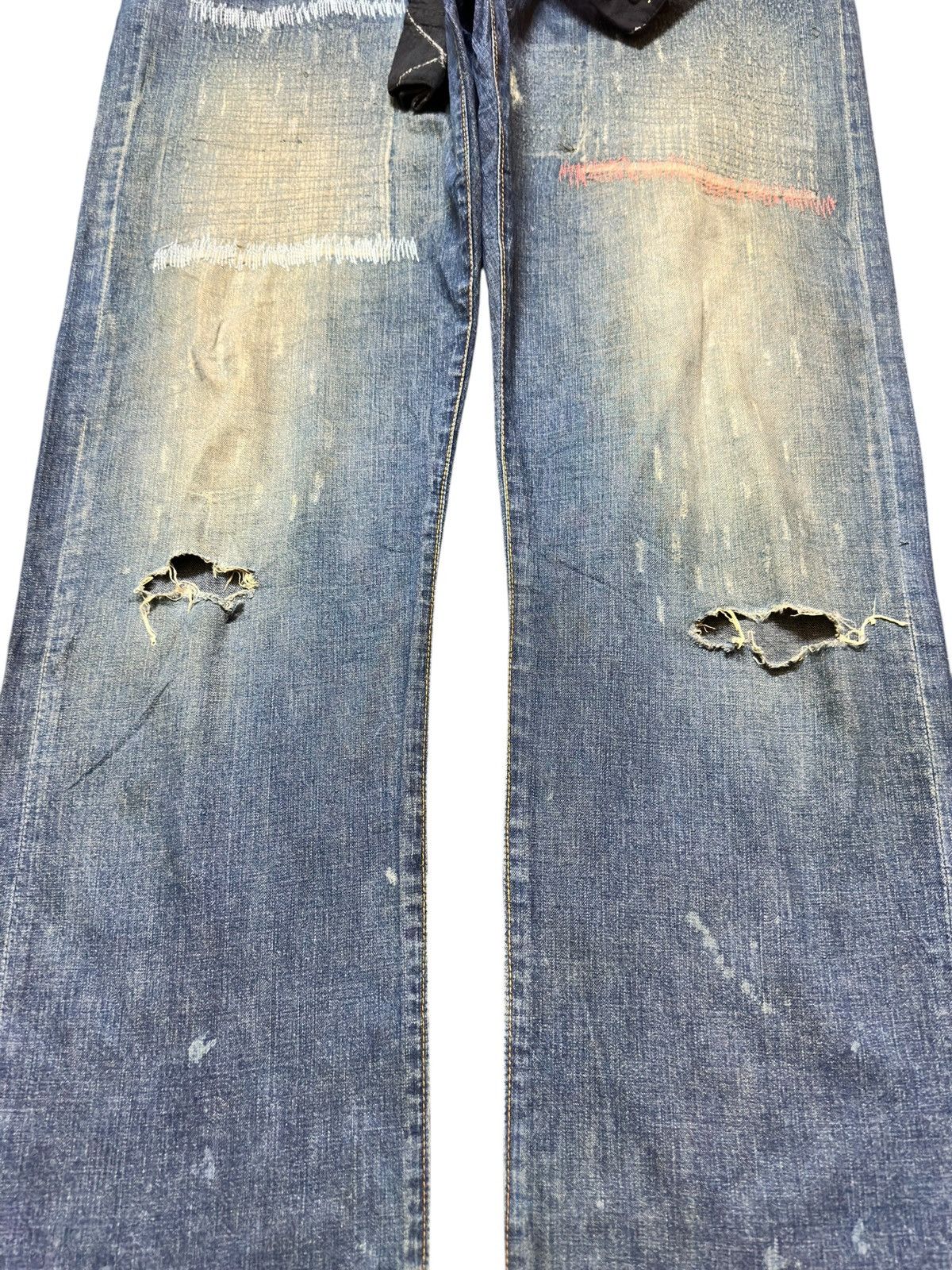Madness Vintage Madmatty Mudwash Ripped Tied Waist Accents Denim Size US 36 / EU 52 - 3 Thumbnail