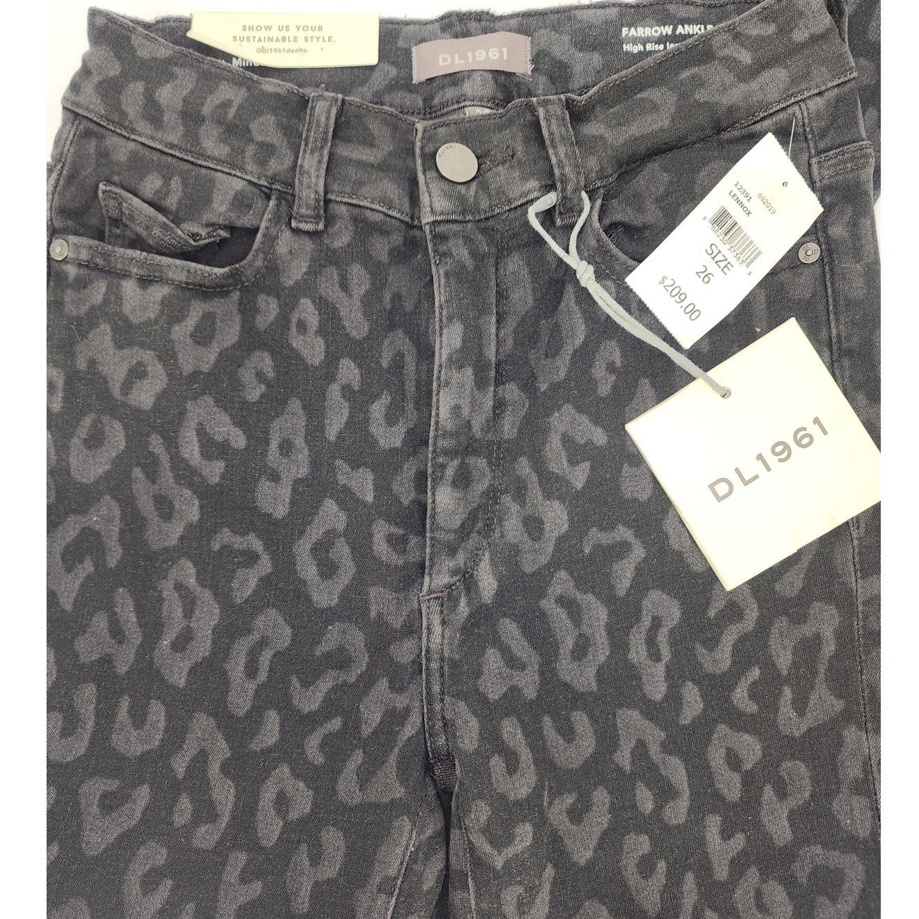 DL1961 DL1961 Farrow Ankle Jeans Black Leopard Print Women's Sz 26 Size 26" / US 2 / IT 38 - 2 Thumbnail