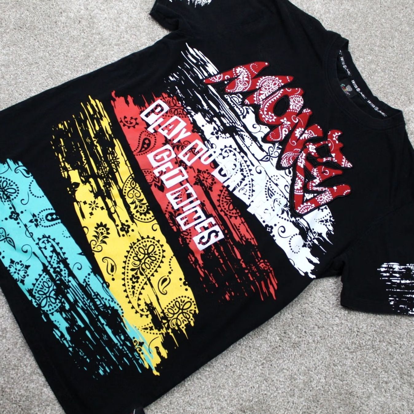 Vintage Switch Remarkable Money Shirt Mens Large Black S/S Cotton Pullover Size US L / EU 52-54 / 3 - 3 Thumbnail
