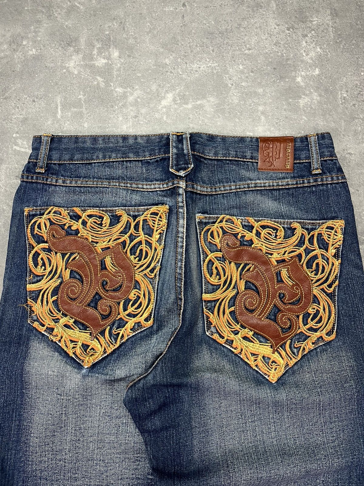 Pelle Pelle Pelle Pelle Vintage Leather Logo Baggy Denim Jeans 34 Size US 34 / EU 50 - 11 Thumbnail