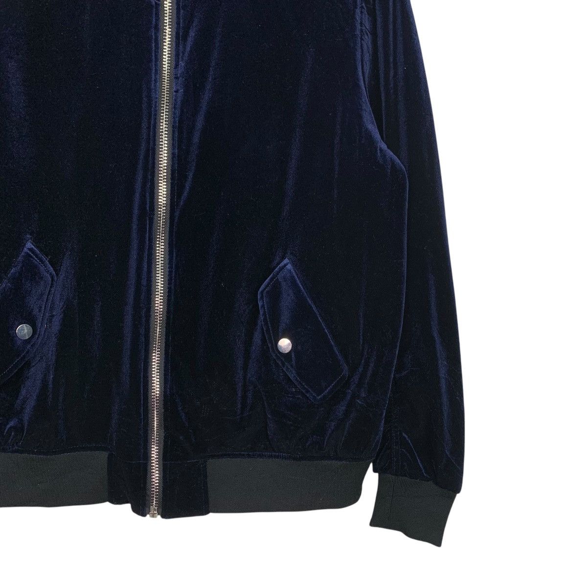 Bershka BERSHKA Dark Blue Velvet Bomber Jacket #2802-C126 Size US M / EU 48-50 / 2 - 6 Thumbnail