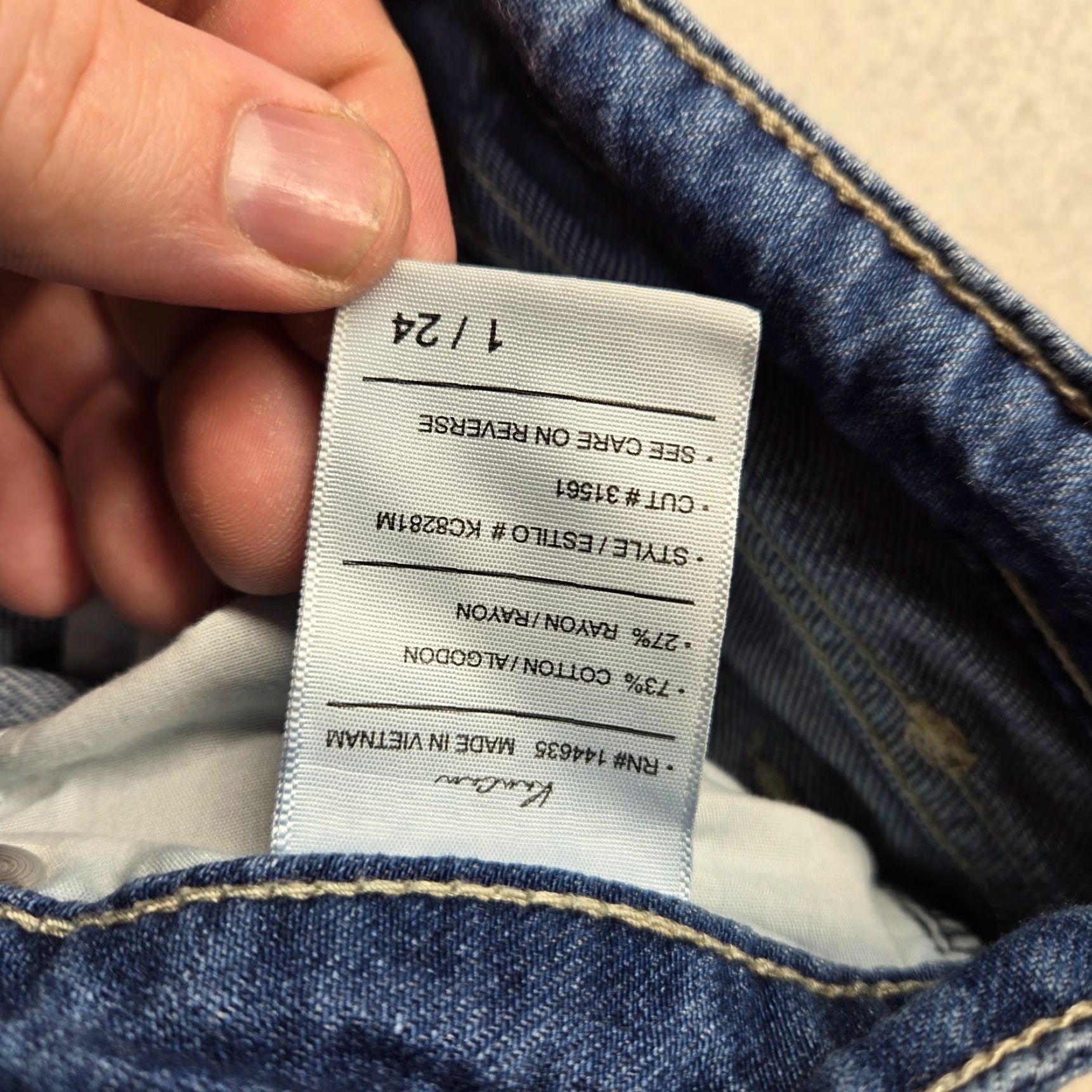 Vintage KanCan Destroyed Dark Wash Stretch Skinny Jeans Denim Pants Women Adult 24 Blue 5-Pocket Modern Slim 90s? Size 42" / US 20 - 4 Thumbnail