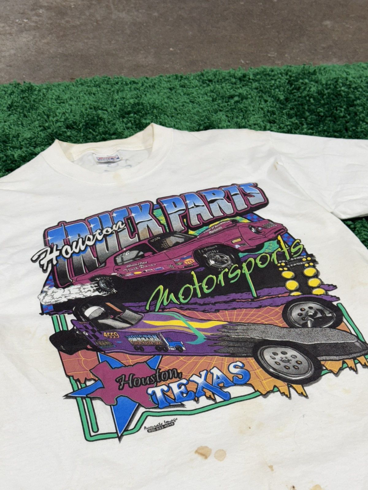 Vintage Vintage Houston Texas Truck Parts Nascar Race Tee White TX Size US M / EU 48-50 / 2 - 3 Thumbnail