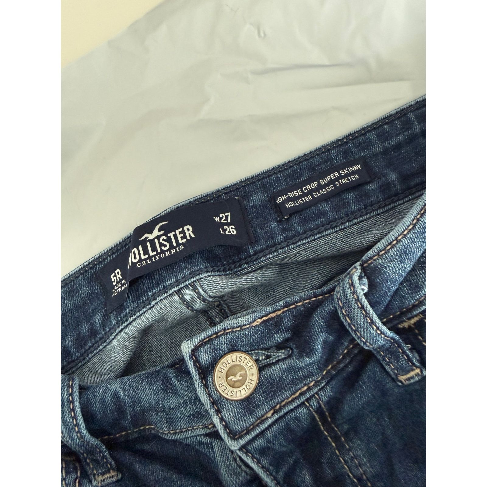 Hollister Hollister High Rise Skinny Crop Jeans Blue Distressed - D022 Size 27" / US 4 / IT 40 - 4 Thumbnail