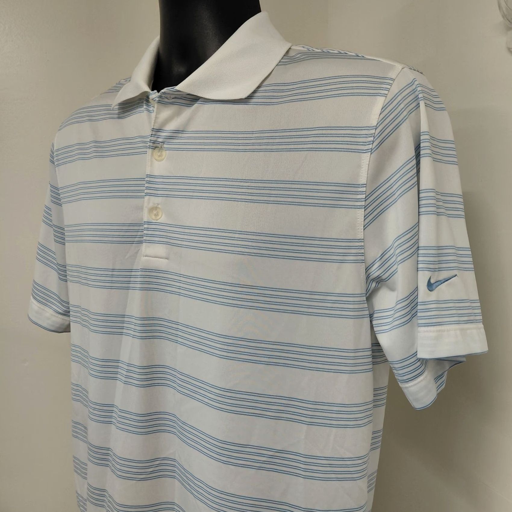 Nike Nike Golf Tour Performance Polo Shirt Men's Small White Blue Stripe Dri-Fit Size US S / EU 44-46 / 1 - 4 Thumbnail