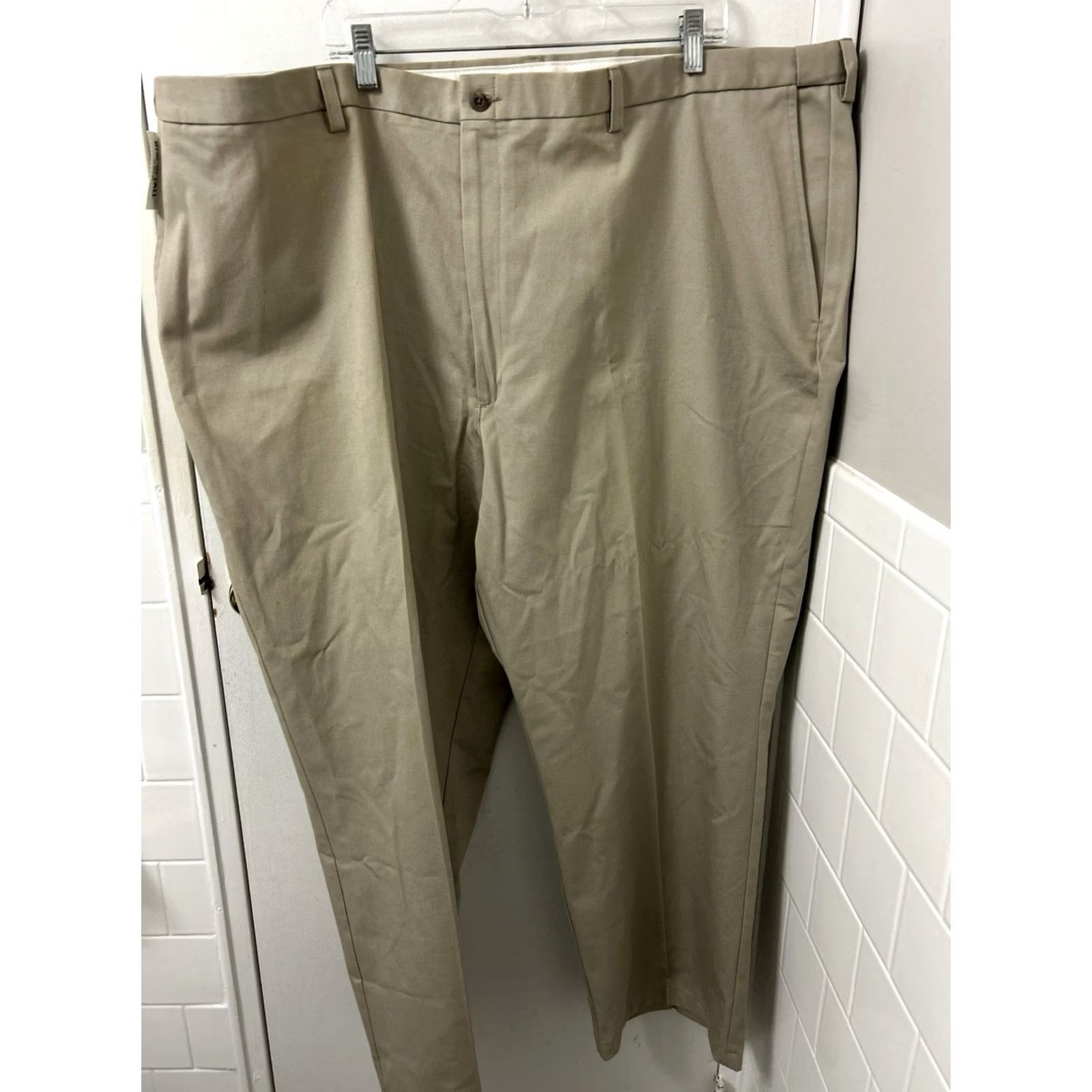 Haggar Haggar Black Label Pants Mens 52x30 Khaki Classic Fit YKK Comfort Equipped Slanted Pocket Flat Front 52 Beige Cotton Blend Modern Classic Mens Size US 36 / EU 52 - 6 Thumbnail