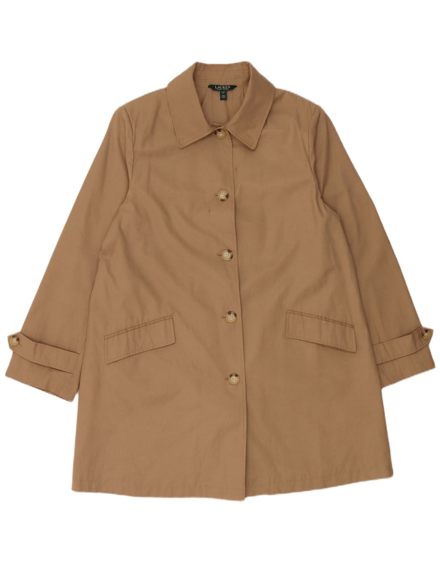 Womens Big & Tall Overcoat UK 18 XL Beige Cotton