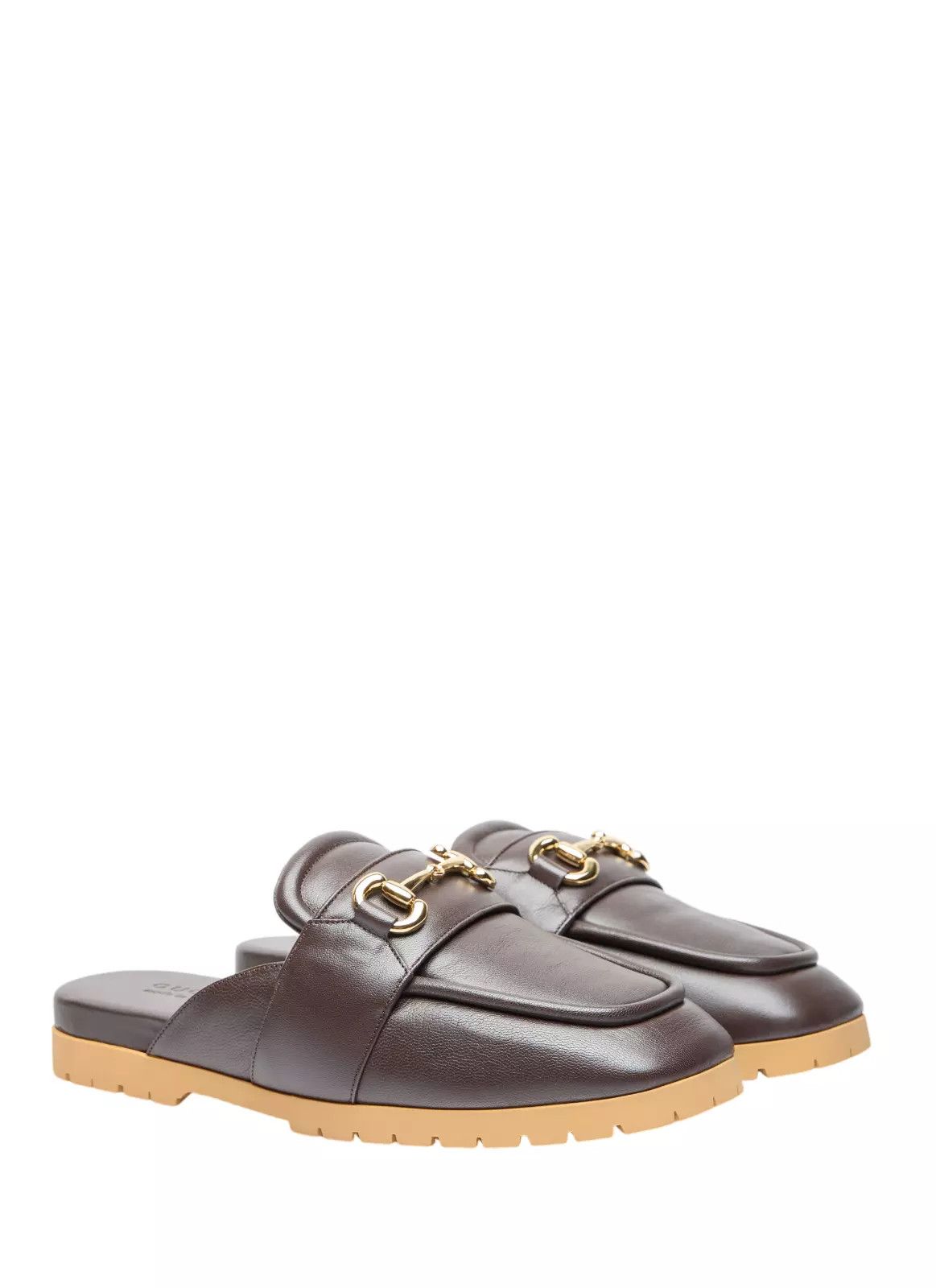 GUCCI Mens Brown Leather Horsebit Mules New Auth