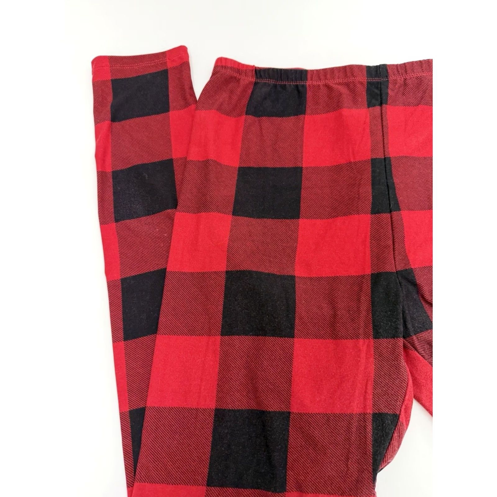 Vintage No Comment Ankle Womens XL Black Leggings Size Red Plaid PullOn Size 40" / US 18 - 2 Thumbnail